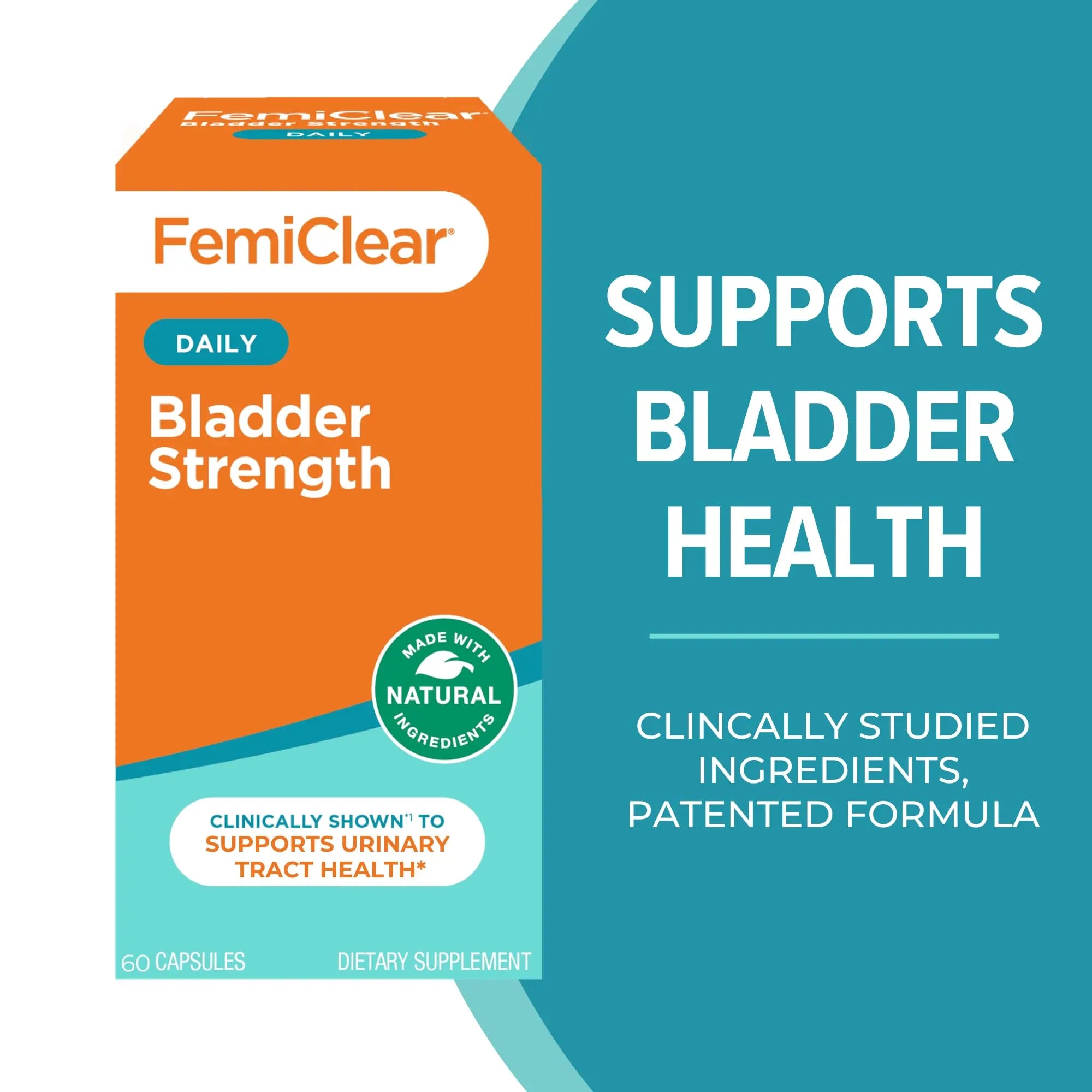 FemiClear Bladder Strength Supplement | Bladder Control & Wellness | 60 Capsules, 30 Day Supply | Made with Natural Ingredients | for Women & Men FemiClear buy supplements canada