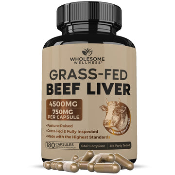 Wholesome Wellness Grass Fed Desiccated Beef Liver Capsules (180 Pills, 750mg Each) - Natural Iron, Vitamin A, B12 for Energy - Raised Undefatted in New Zealand Wholesome Wellness buy supplements canada