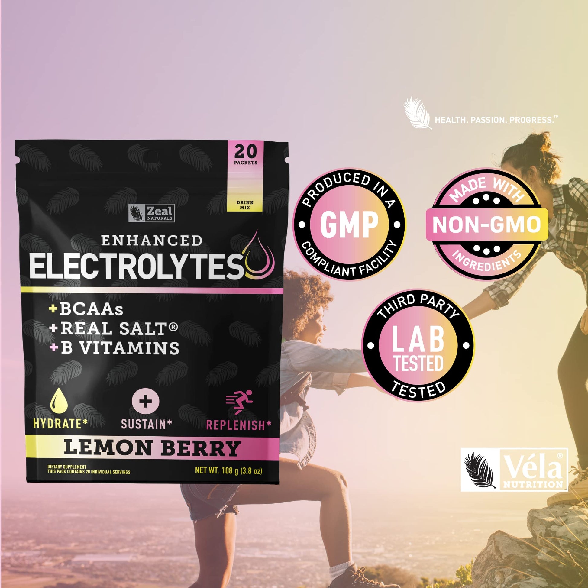 Enhanced Powder Stick Packs (Lemon Berry - 20 Packets) Sugar Free + BCAA B-Vitamins Zeal Naturals buy supplements canada