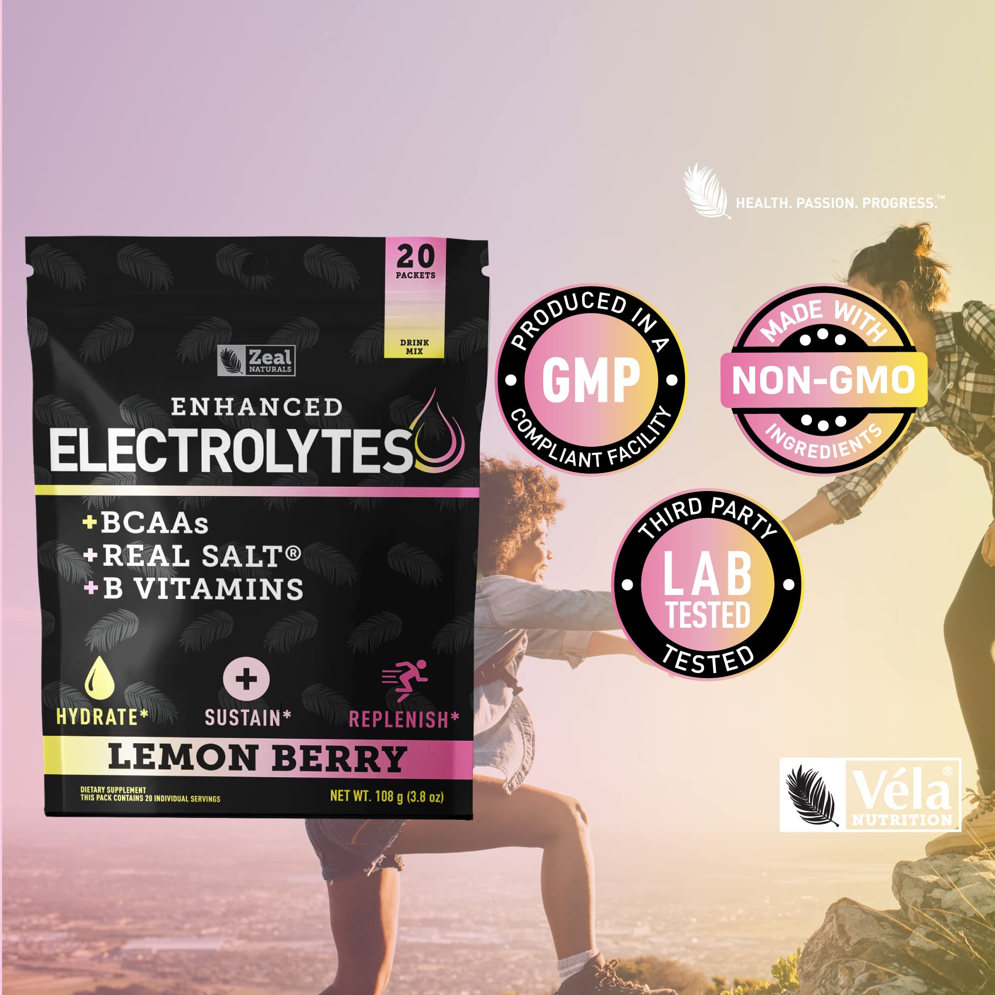 Enhanced Powder Stick Packs (Lemon Berry - 20 Packets) Sugar Free + BCAA B-Vitamins Zeal Naturals buy supplements canada