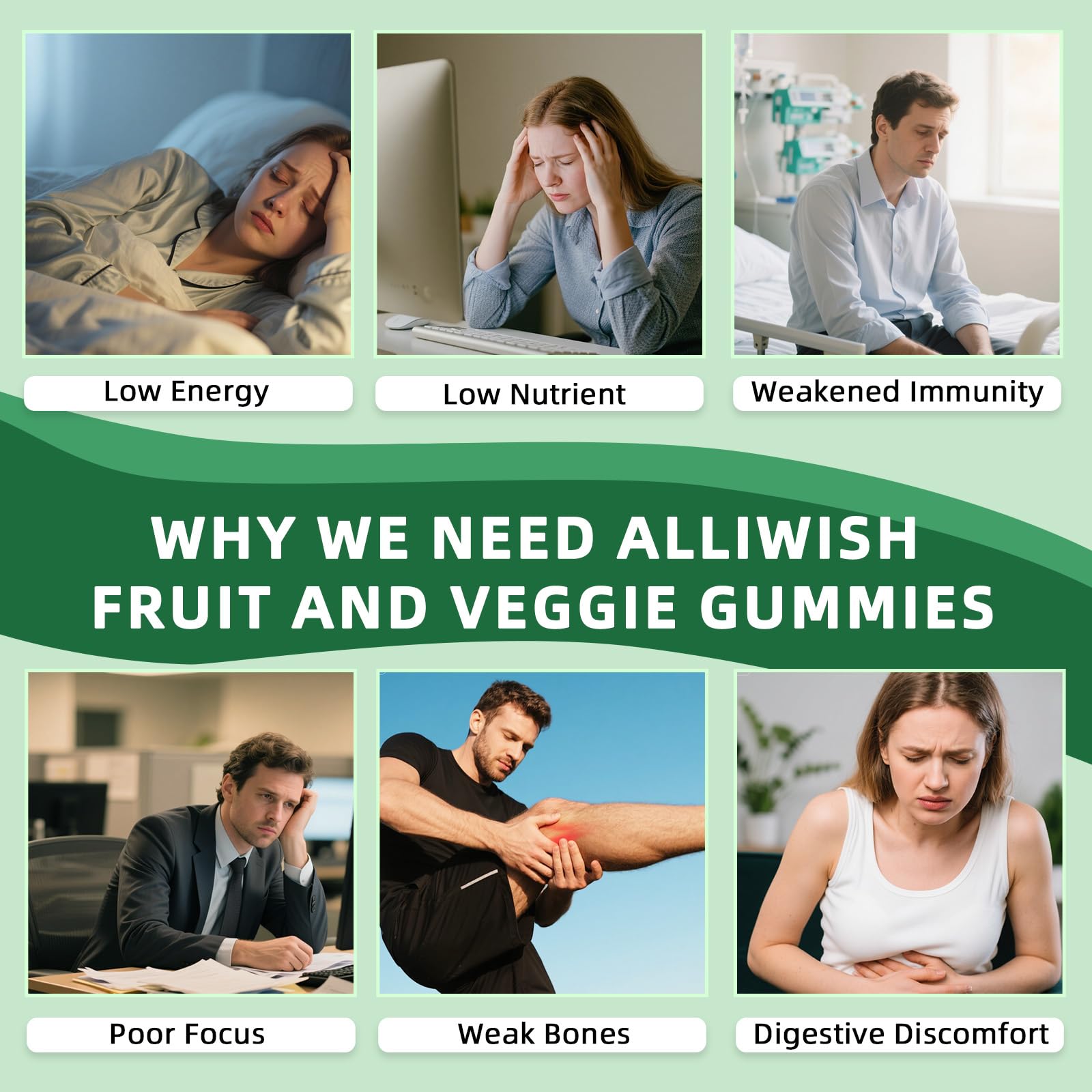 Sugar-Free Fruits & Veggies Gummies, Super Greens with 23 Fruits & 25 Veggies, Multivitamin Minerals & Fiber, Vegan Fruit & Vegetable Supplement for Adults, 120 Gummies, 2 Month Supply Alliwise buy supplements canada