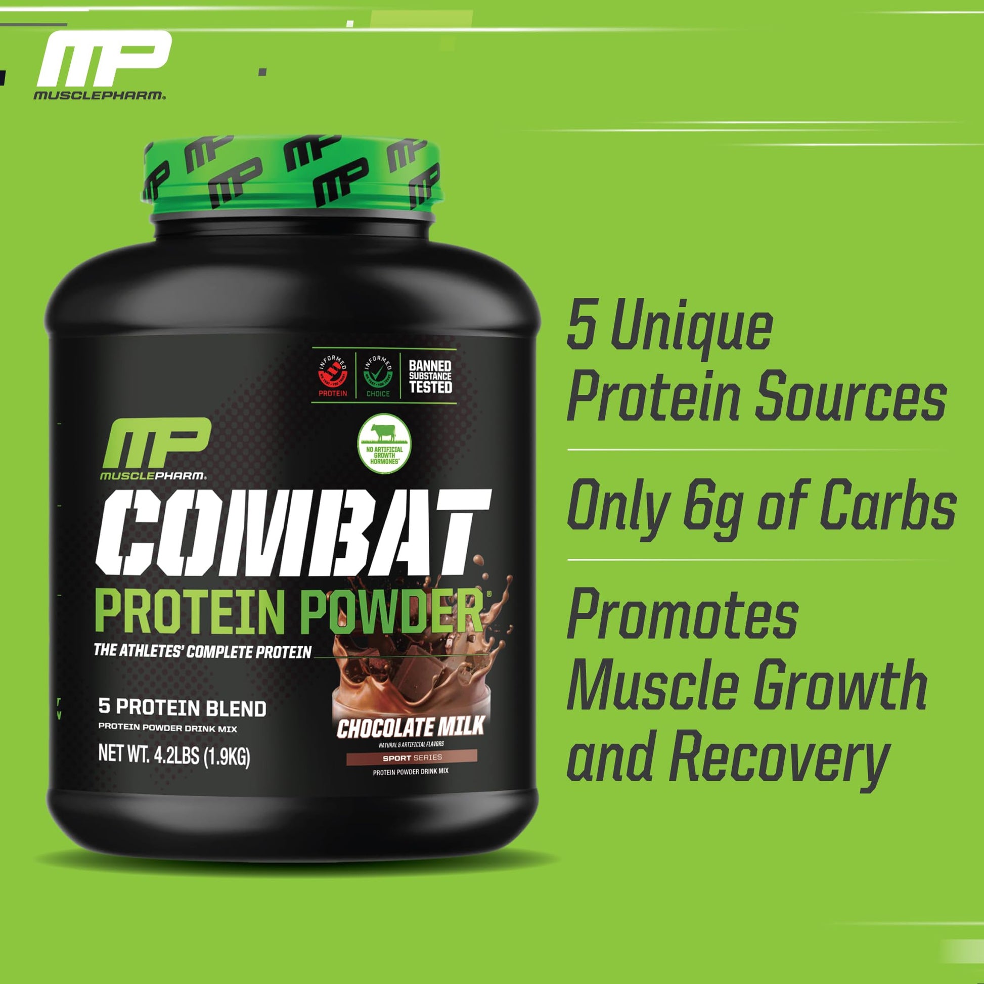 MusclePharm Combat Protein Powder, Chocolate Milk Flavor, Fuels Muscles for Productive Workouts, 5 Protein Sources including Whey Protein Isolate & Egg Albumin, Gluten Free, 4.2 lb, 52 Servings Muscle Pharm buy supplements canada