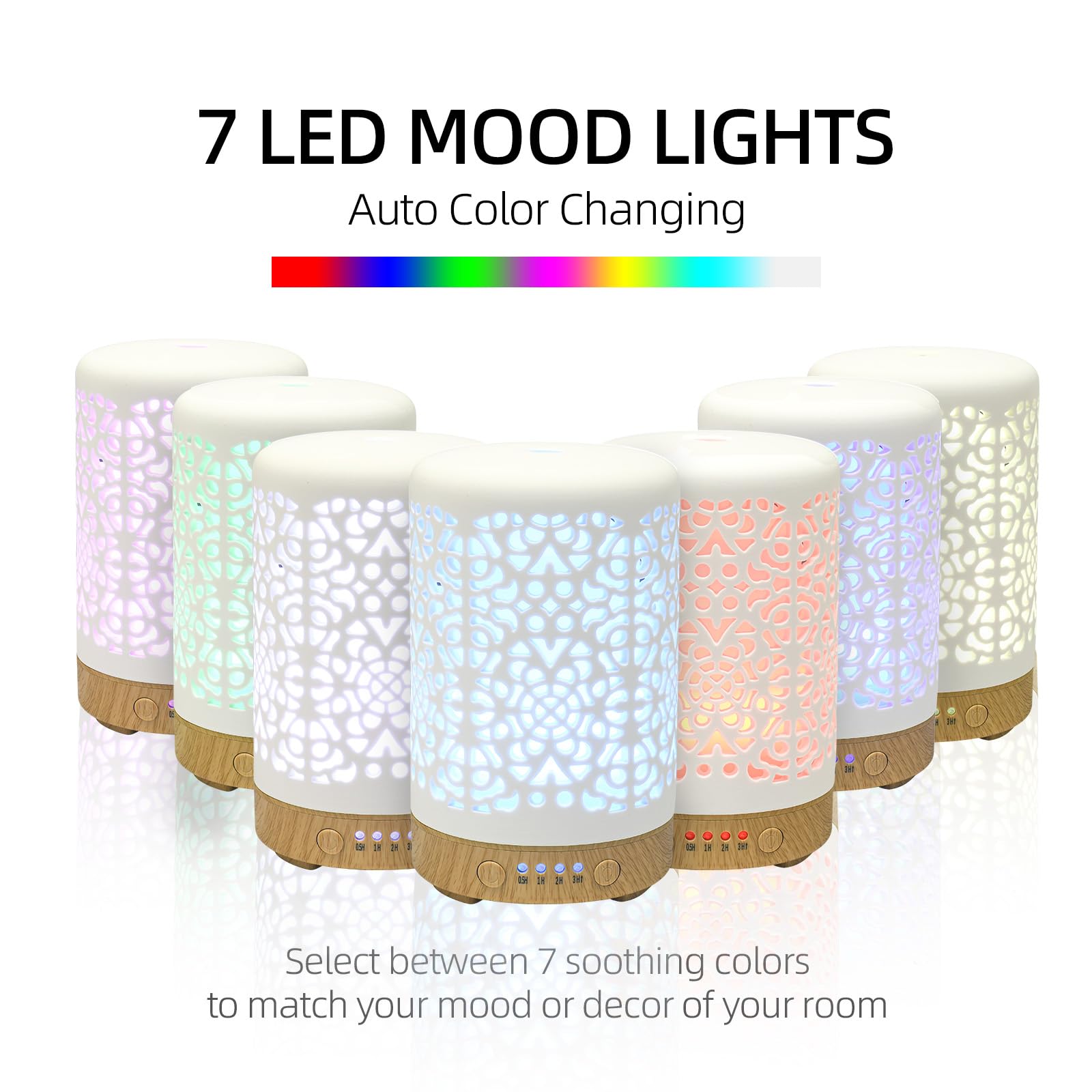 Essential Oil Diffusers, 100ml White Ceramic Diffuser with 7 LED Lights,Ultrasonic Aromatherapy homnas buy supplements canada