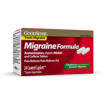 GoodSense Migraine Formula Caplets - Acetaminophen, Aspirin (NSAID) & Caffeine - Migraine Pain Relief, 24 Count GoodSense buy supplements canada