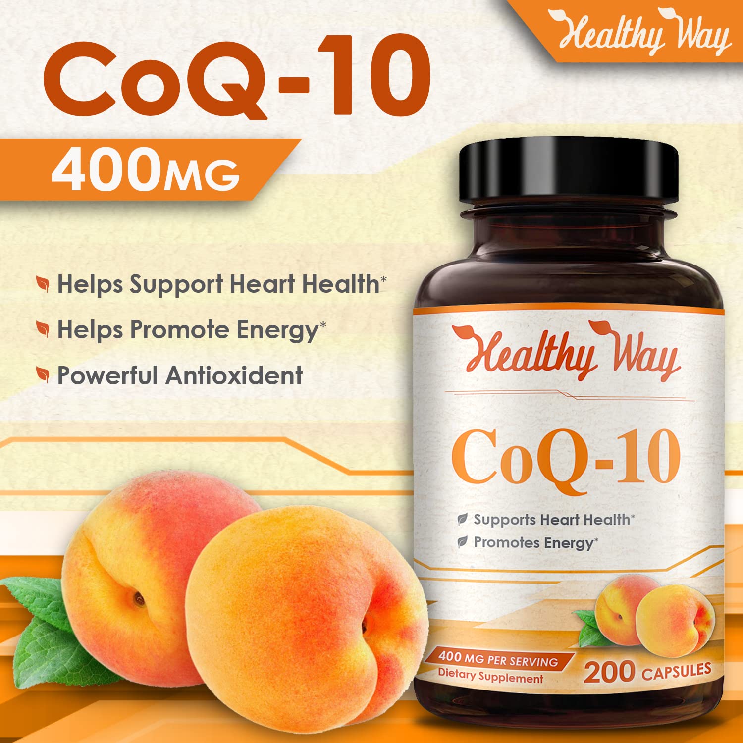 Healthy Way CoQ10 400mg 200 Capsules Non-GMO HealthyWayRx buy supplements canada