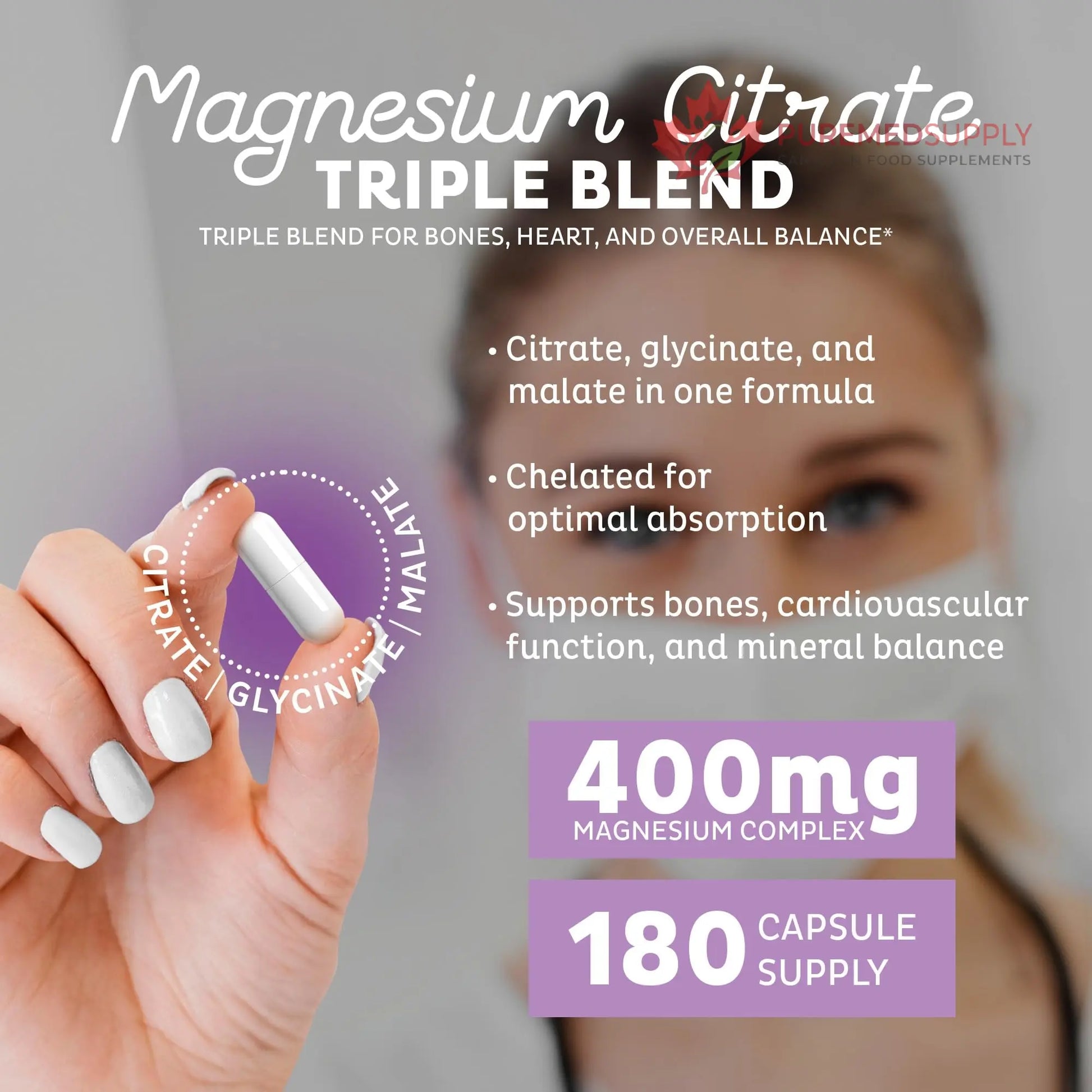 Zeal Naturals Triple Magnesium Complex Supplement - Glycinate, Malate, Citrate | 400mg, 180 Capsules | High Absorption Chelated Magnesium for Sleep, Mood, Muscle Recovery, Relaxation Zeal Naturals buy supplements canada
