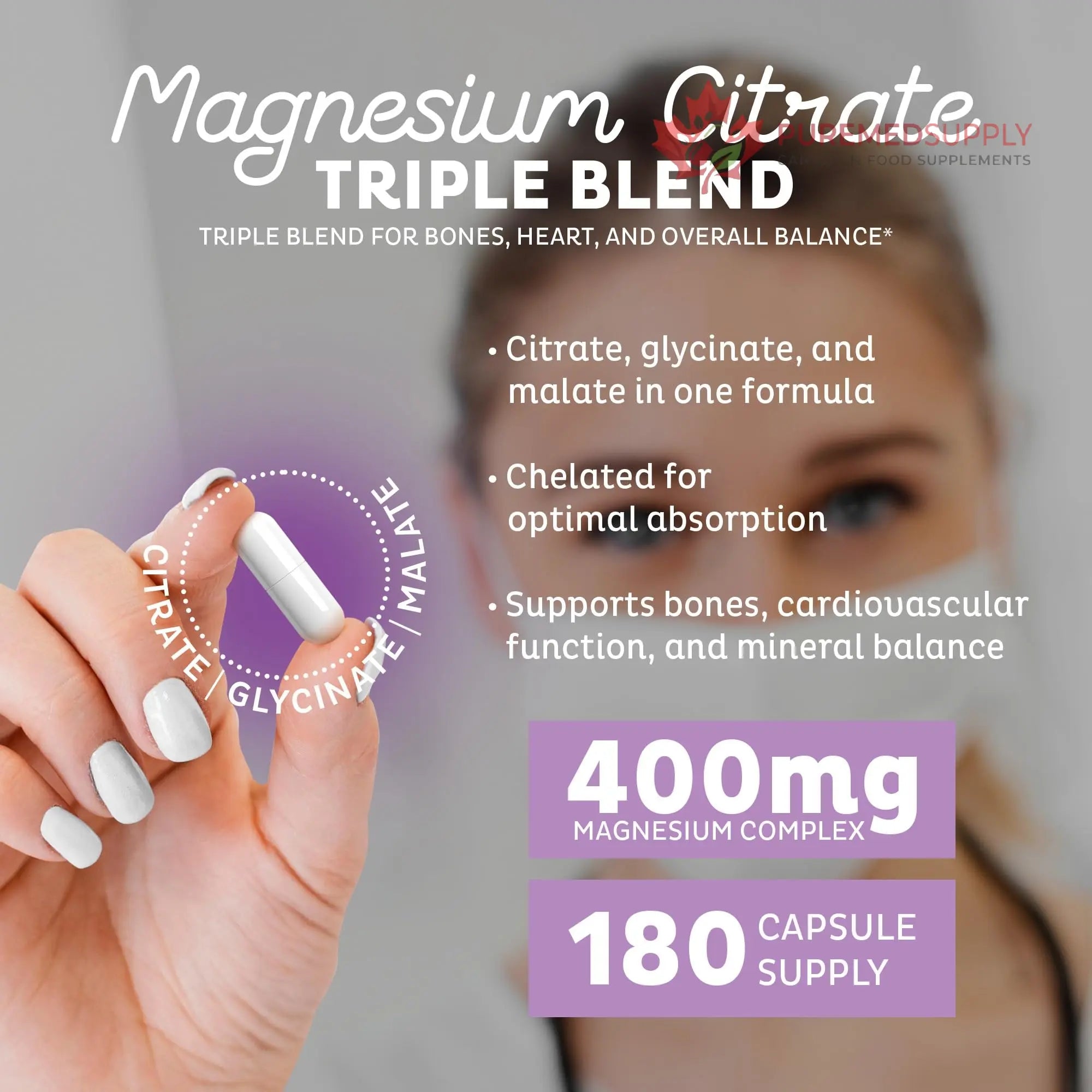 Zeal Naturals Triple Magnesium Complex Supplement - Glycinate, Malate, Citrate | 400mg, 180 Capsules | High Absorption Chelated Magnesium for Sleep, Mood, Muscle Recovery, Relaxation Zeal Naturals buy supplements canada