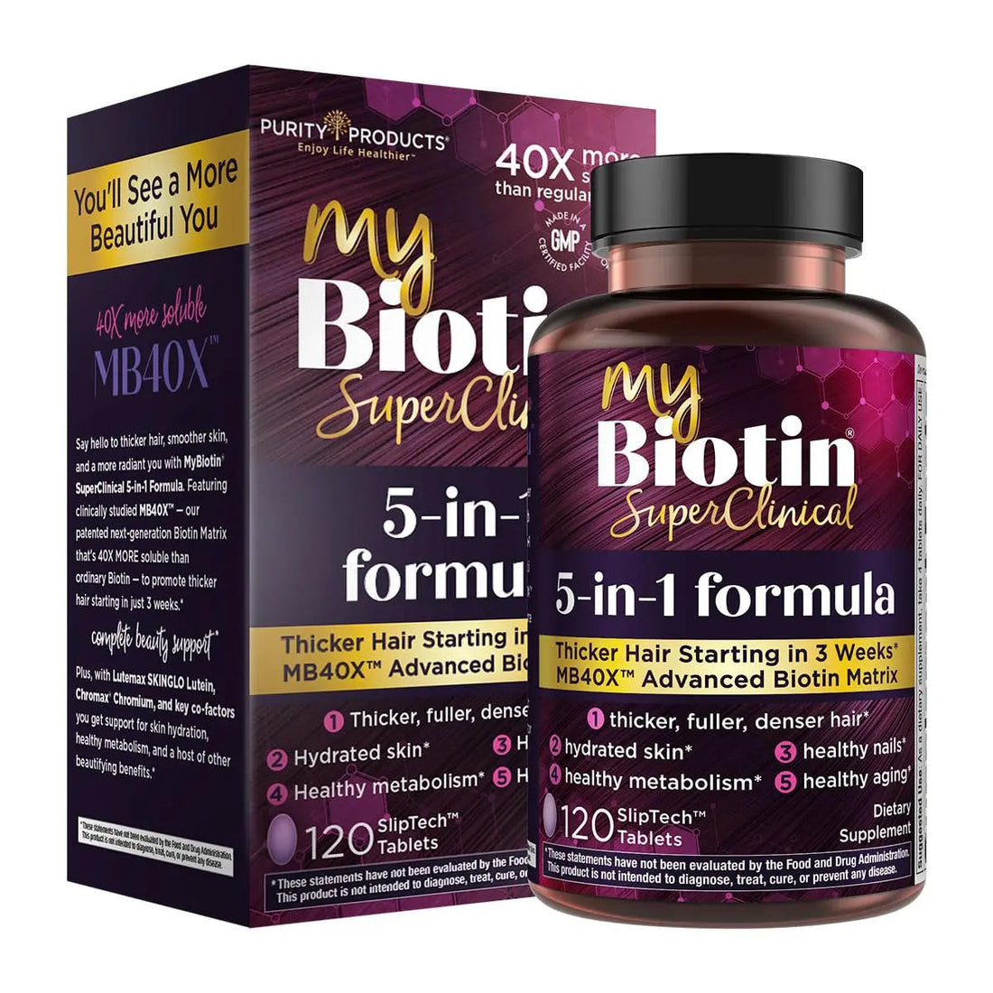 Purity Products MyBiotin SuperClinical New 5-in-1 Elite Multivitamin + MB40X Biotin Matrix Daily Multi - Thicker Hair Starting in 3 Weeks Purity Products buy supplements canada