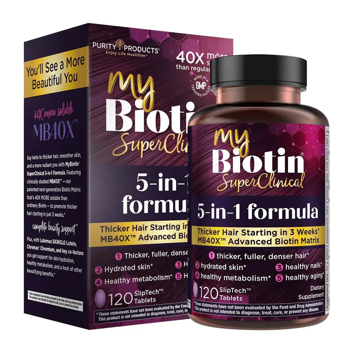 Purity Products MyBiotin SuperClinical New 5-in-1 Elite Multivitamin + MB40X Biotin Matrix Daily Multi - Thicker Hair Starting in 3 Weeks Purity Products buy supplements canada