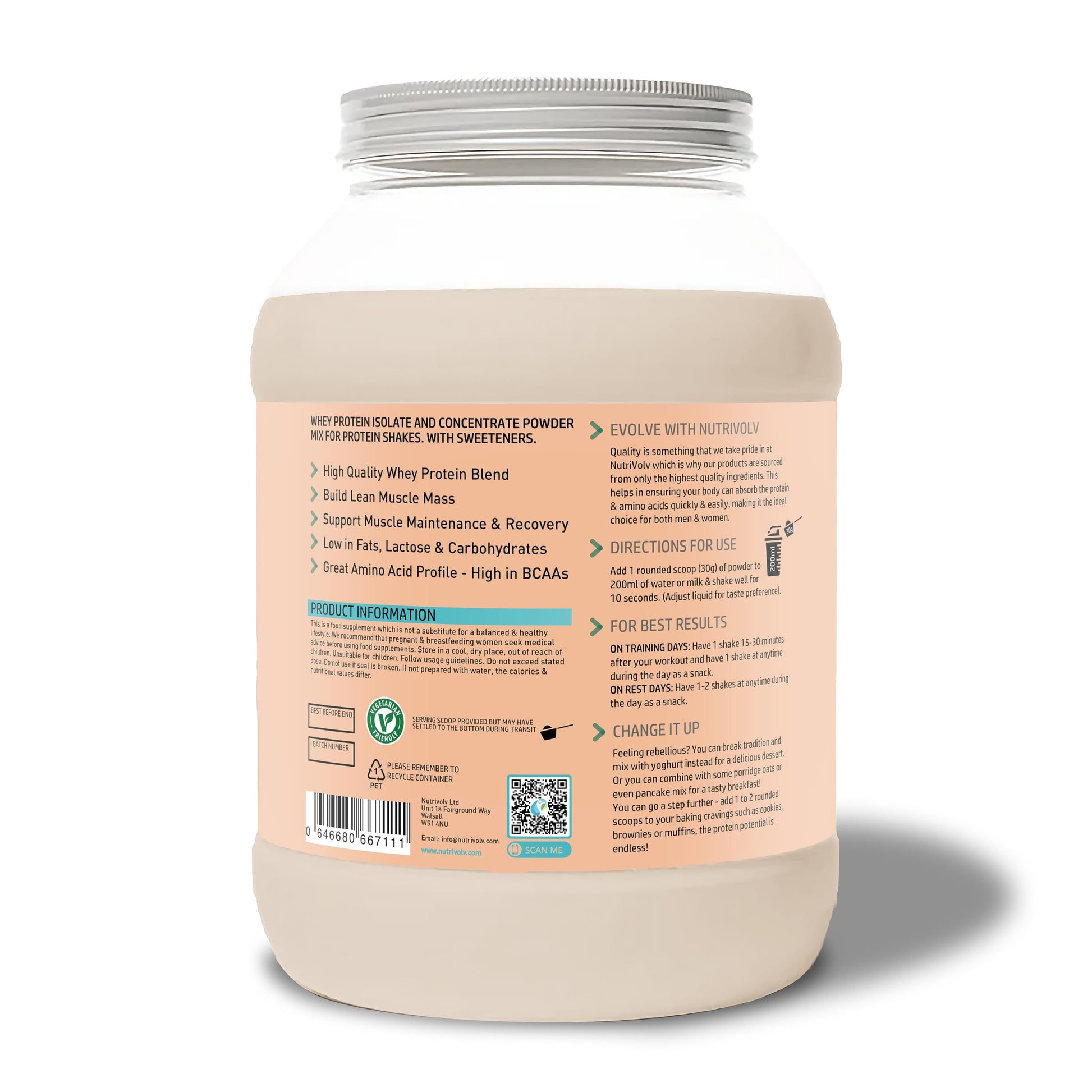 NutriVolv Whey Protein Isolate & Concentrate Powder | Milk Chocolate Flavour 900g NutriVolv buy supplements canada