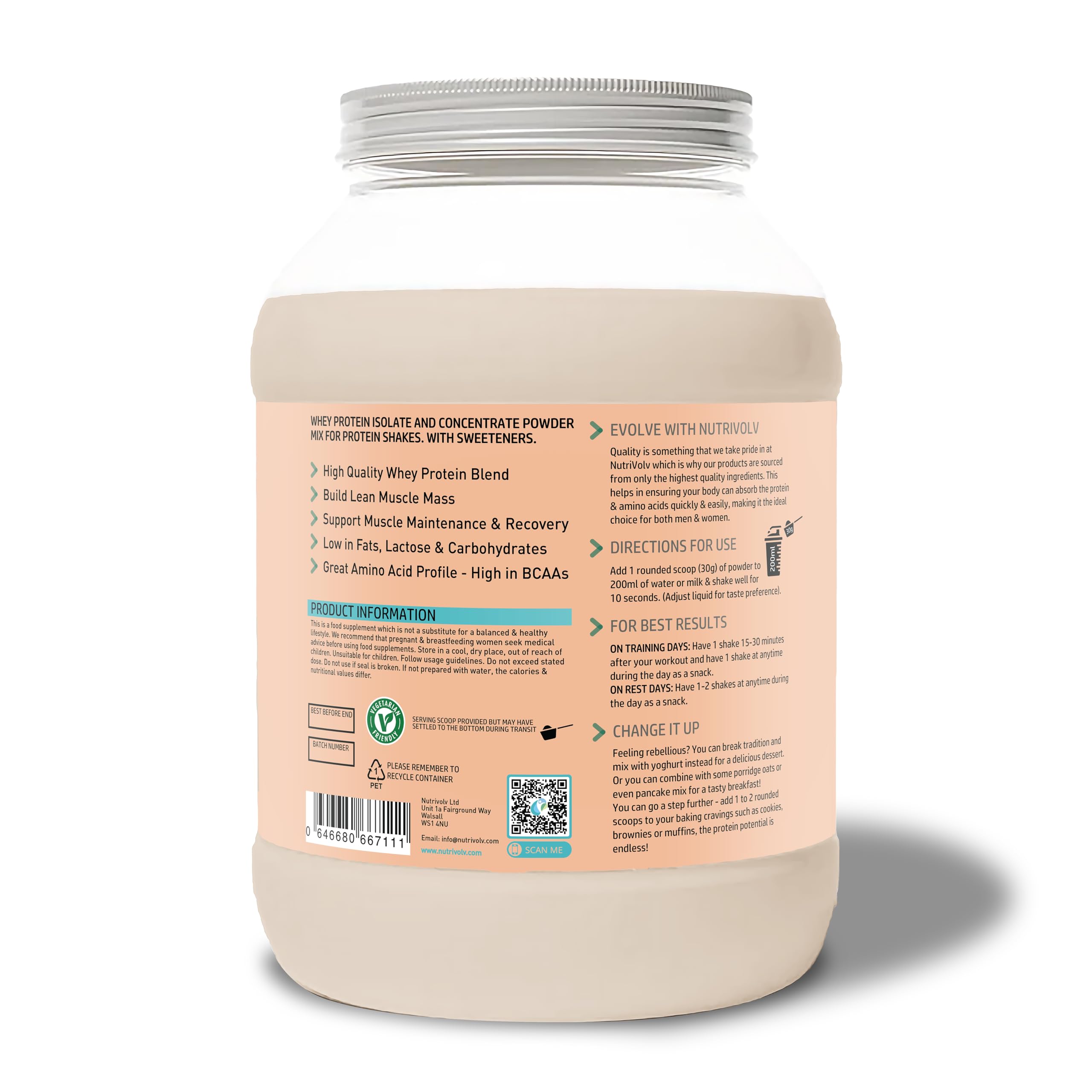 NutriVolv Whey Protein Isolate & Concentrate Powder | Milk Chocolate Flavour 900g NutriVolv buy supplements canada