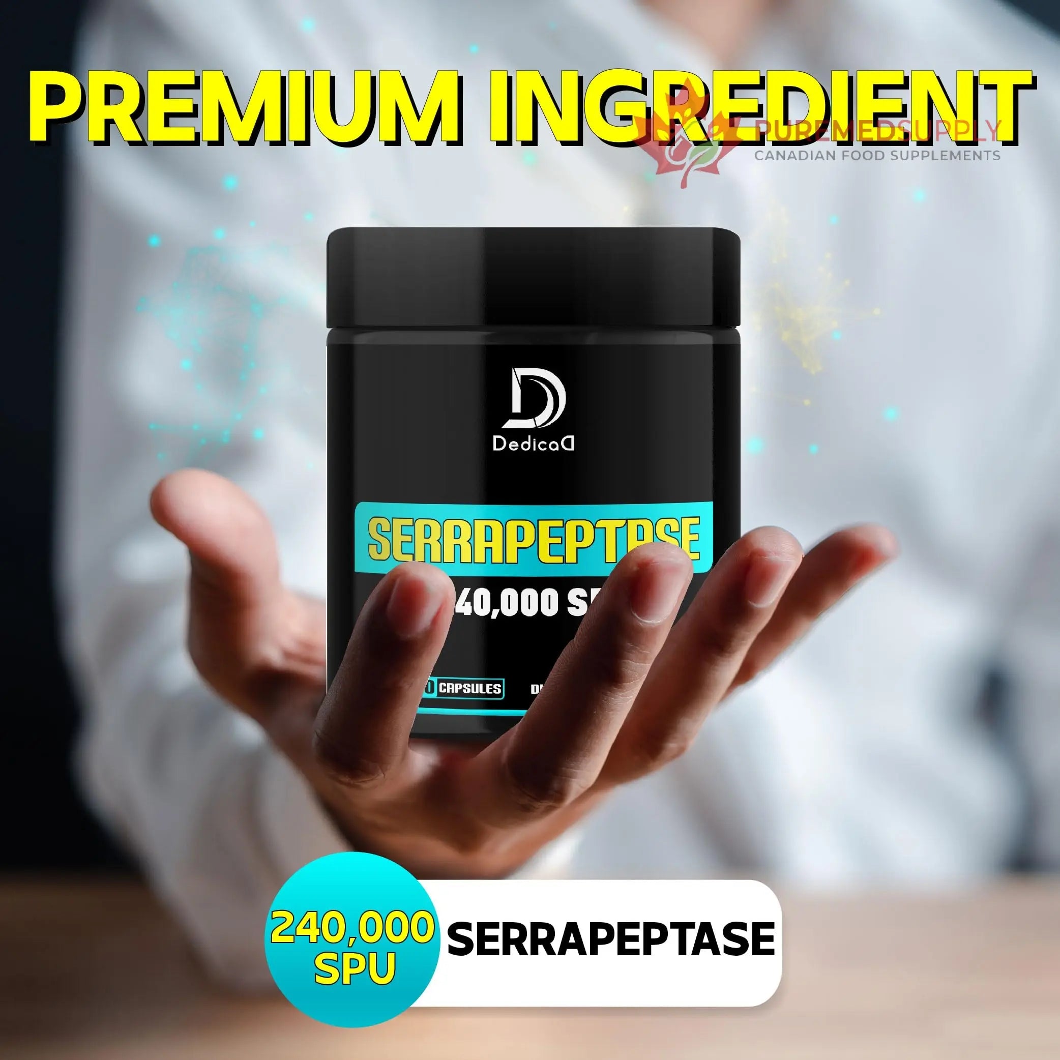 DEDICAD Serrapeptase Supplement 240,000 SPU - 150 Capsules for Smooth Breathing, Heart Health & Immune System Support - 75-Serving Supply DEDICAD buy supplements canada