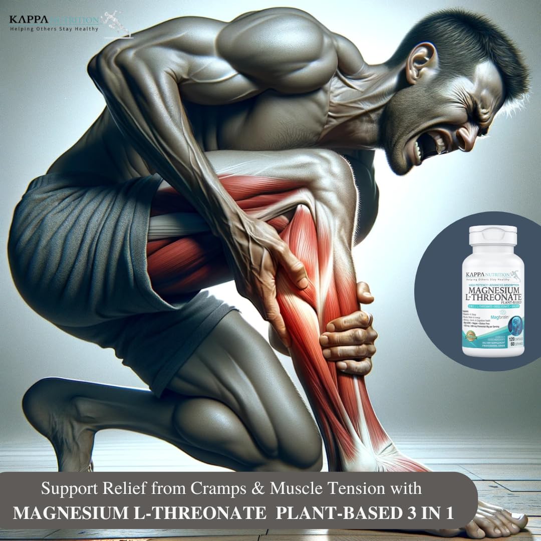 Kappa Nutrition Powered by Magbrain™ Magnesium L-Threonate Plant-Based, 420mg Elemental Magnesium (3 Capsules) from 2,253mg, 120 Vegan Capsules, Brain, Sleep & Muscle Support. KAPPA NUTRITION buy supplements canada