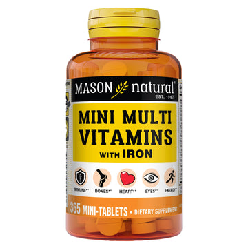 MASON NATURAL Mini Multi Vitamins with Iron, Vitamins A, C, D, E, B1, B2, B3, B6, B12, Folate and Calcium for Overall Health MASON NATURAL buy supplements canada