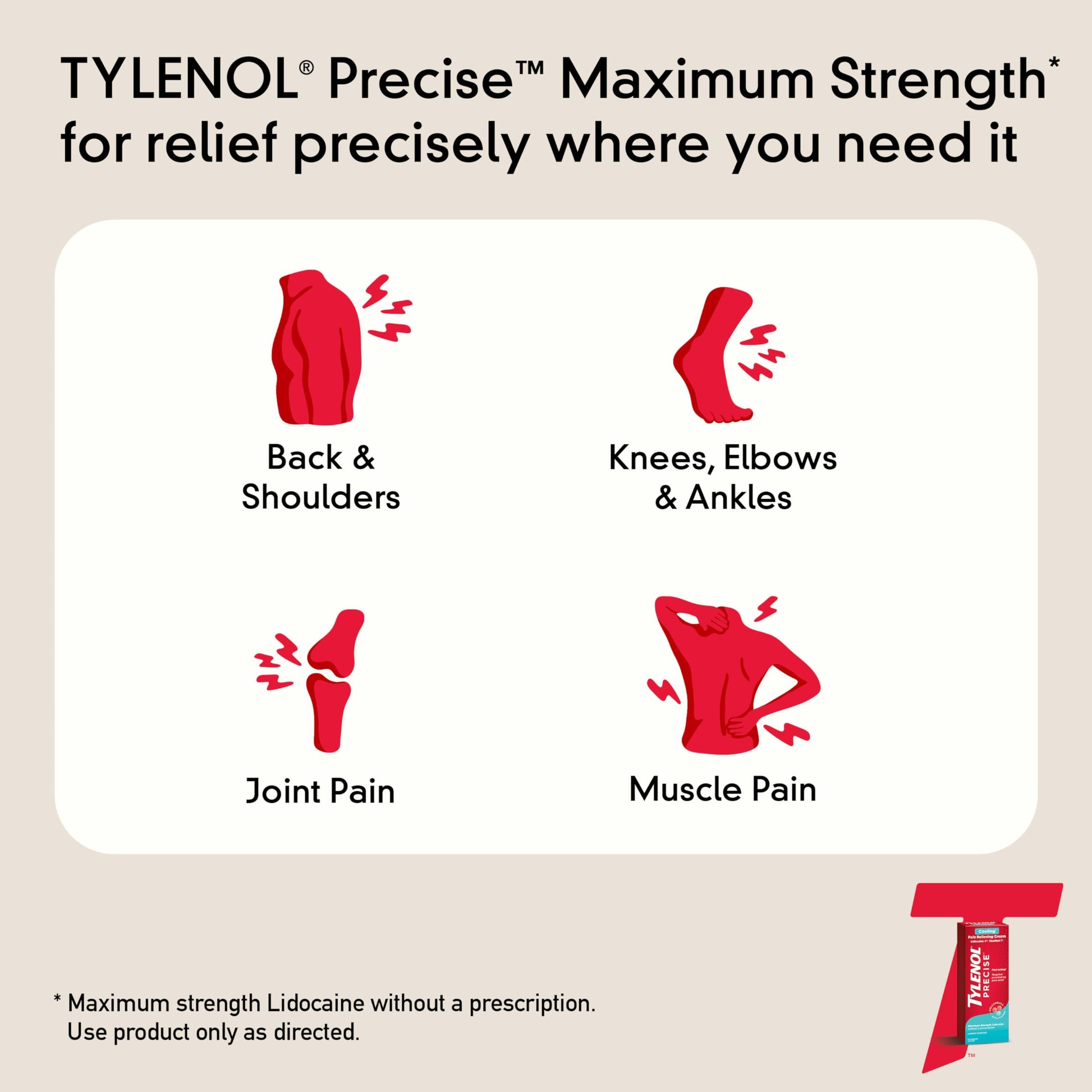 Tylenol Precise Cooling Cream, Strong Pain Relief with Fast-Acting Sensation, 4% Lidocaine, 1% Menthol, Maximum OTC Strength Relief for Back, Muscle & Joint, Numbing Cream Rollerball Applicator, 4 oz Tylenol buy supplements canada