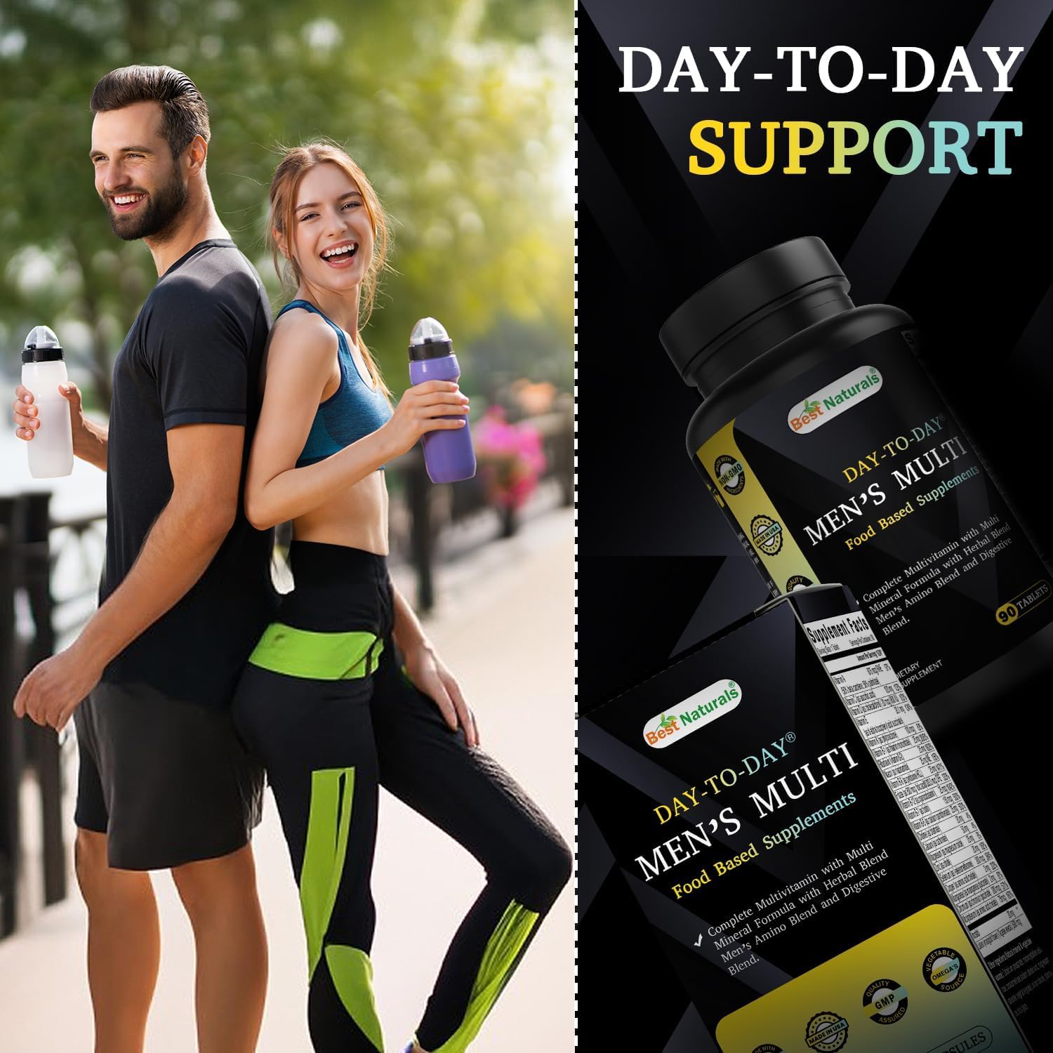 Best Naturals Day-to-Day Men's Multivitamin Food Based Supplement with Vitamin A, L-Arginine, L-Glutamine, L-Lysine- 90 Tablets Best Naturals buy supplements canada