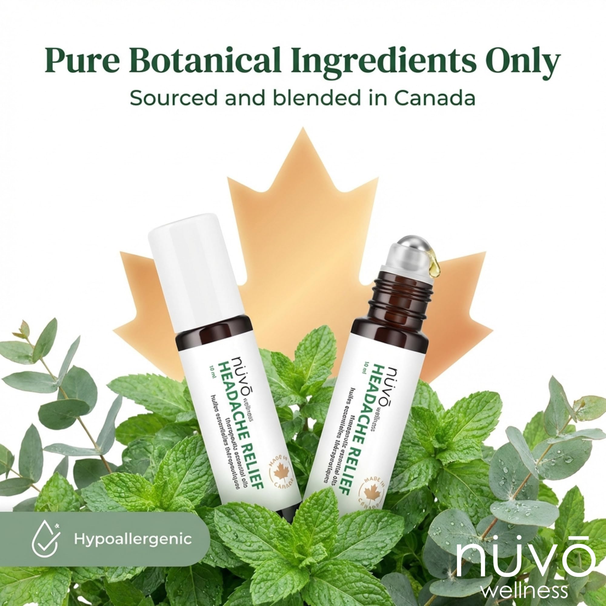 Migraine Relief Roll-On, Made with Peppermint, Lavender, Eucalyptus, & Other Aromatherapy Essential Oils, for Headaches, and Sore Muscles NUVO WELLNESS buy supplements canada