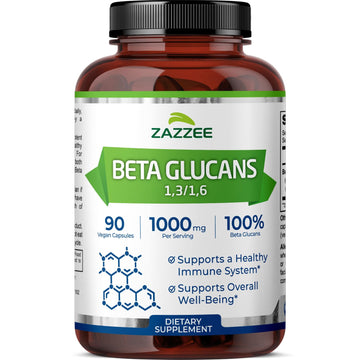 Zazzee Extra Strength 1,3/1,6 Beta Glucans, 1000 mg, 100% Concentrated, 90 Vegan Capsules, Supports a Healthy Immune System, 100% Vegetarian, All-Natural and Non-GMO Zazzee buy supplements canada