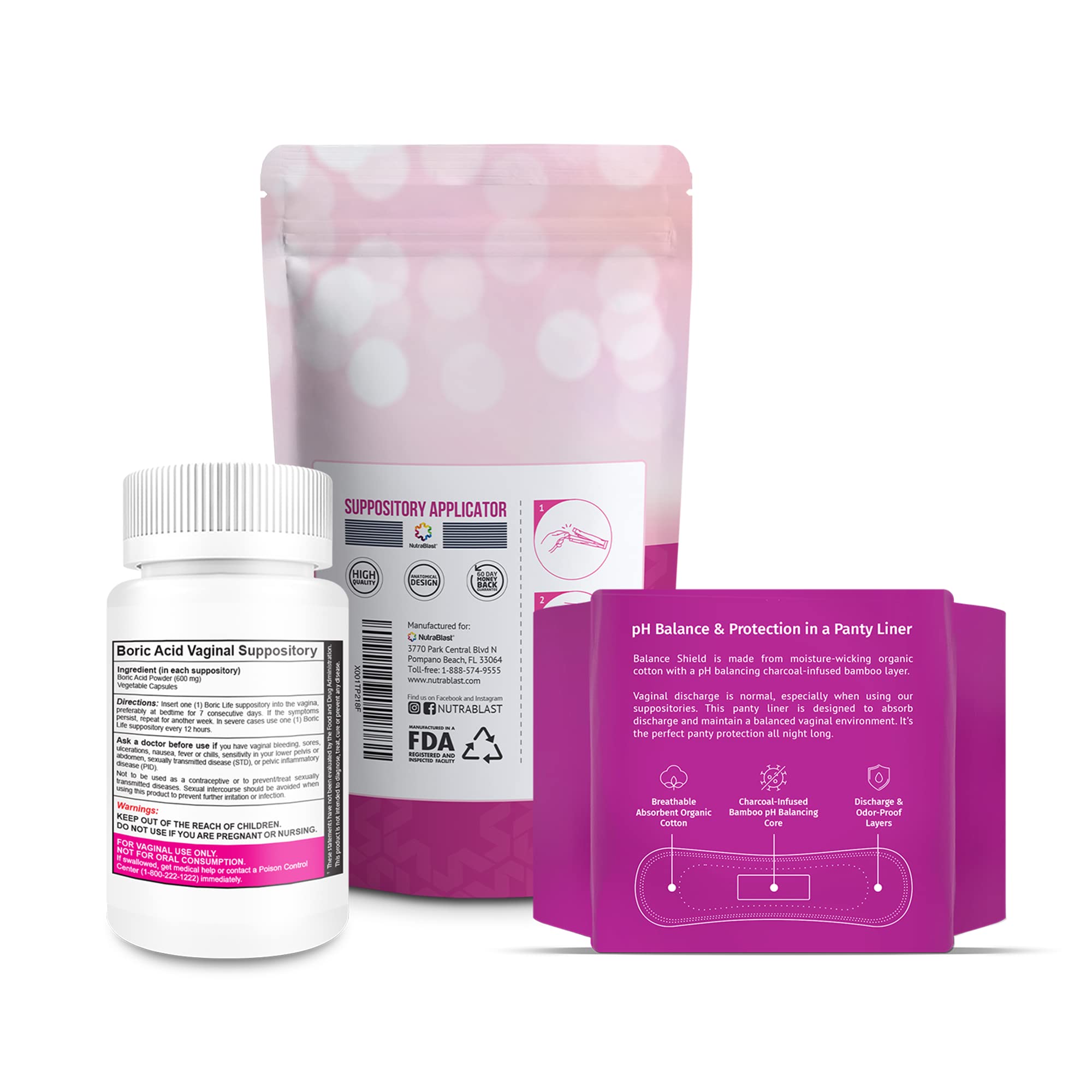 NutraBlast Boric Acid Vaginal Suppositories 600mg (30 Count) w/Disposable Vaginal Applicators NutraBlast buy supplements canada