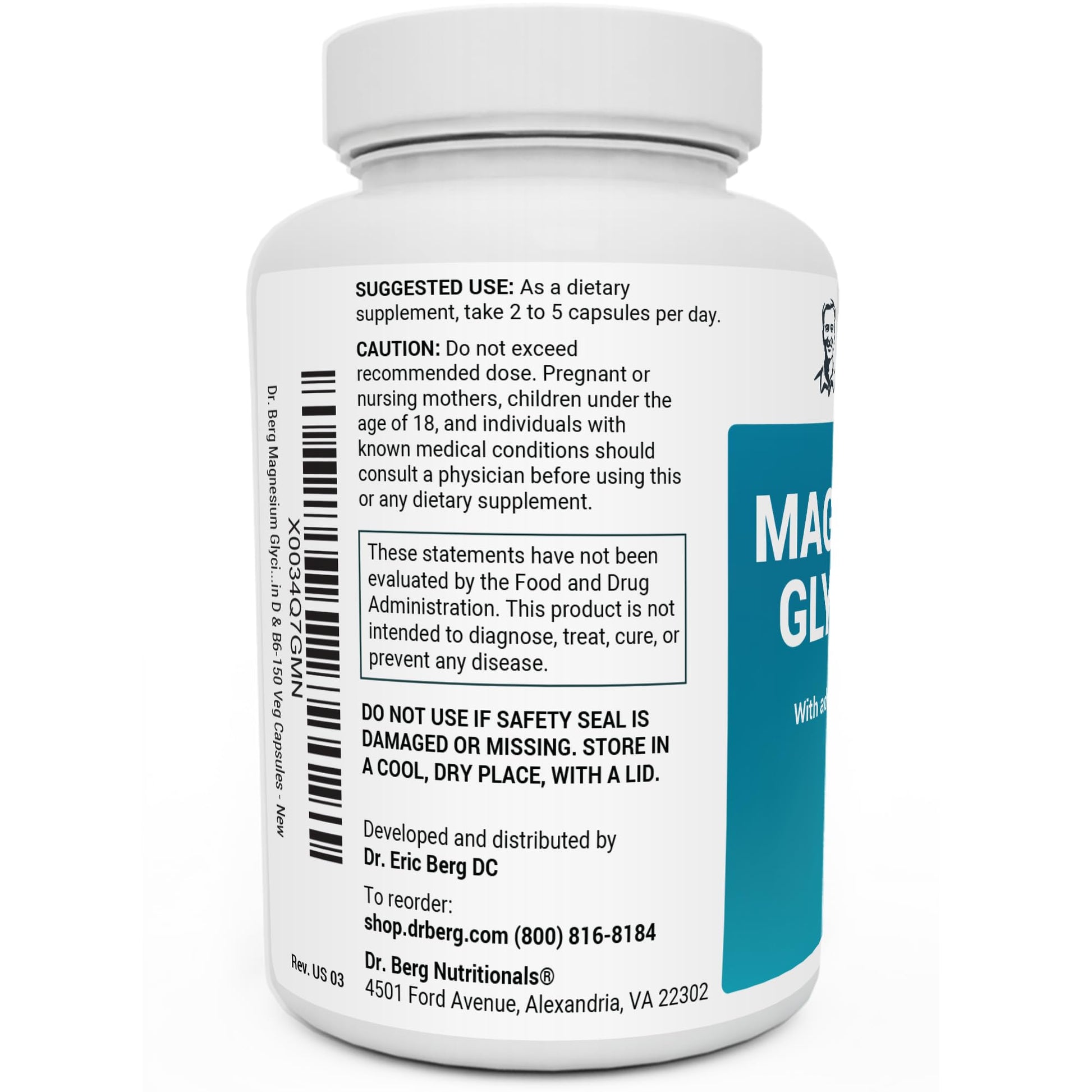 Dr. Berg's Magnesium Glycinate 400mg - Fully Chelated Veg Capsules for Stress Dr. Berg Nutritionals buy supplements canada