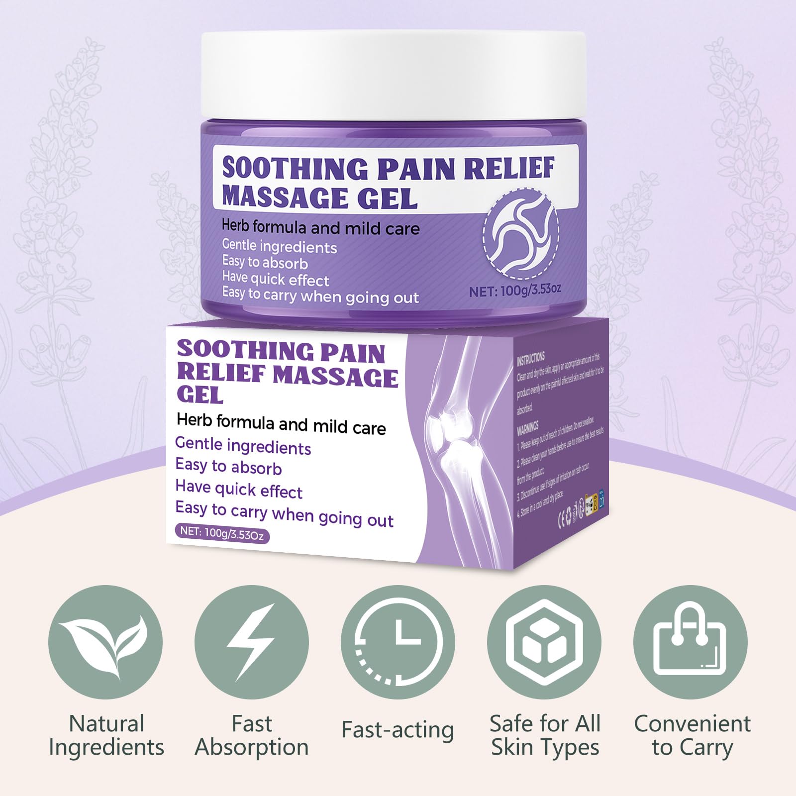 Soothing Massage Gel (100g) - Joint Relief Purple Gel, Natural Ingredients Soothing Relief Cream, Fast-Absorbing Jointgel Cream for Soothing Joint, Shoulder, Knee, Back, Lumbar & Muscle Stiffness Vereclue buy supplements canada