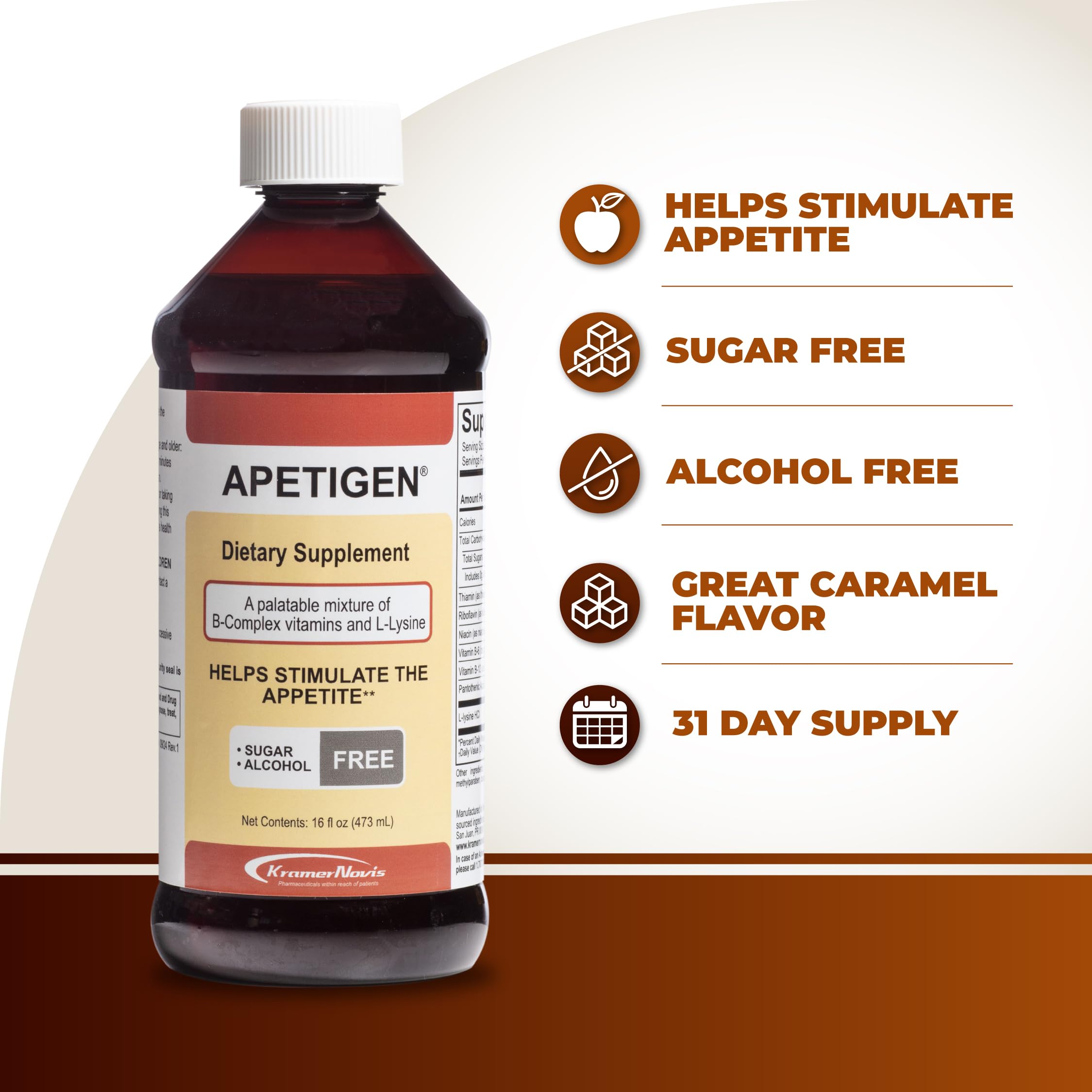 Apetigen Appetite Stimulant for Kids & Adults – Vitamin B-Complex with L-Lysine Liquid – Sugar Free Weight Gain Supplement for Picky Eaters – Caramel Flavor, 16oz Apetigen buy supplements canada
