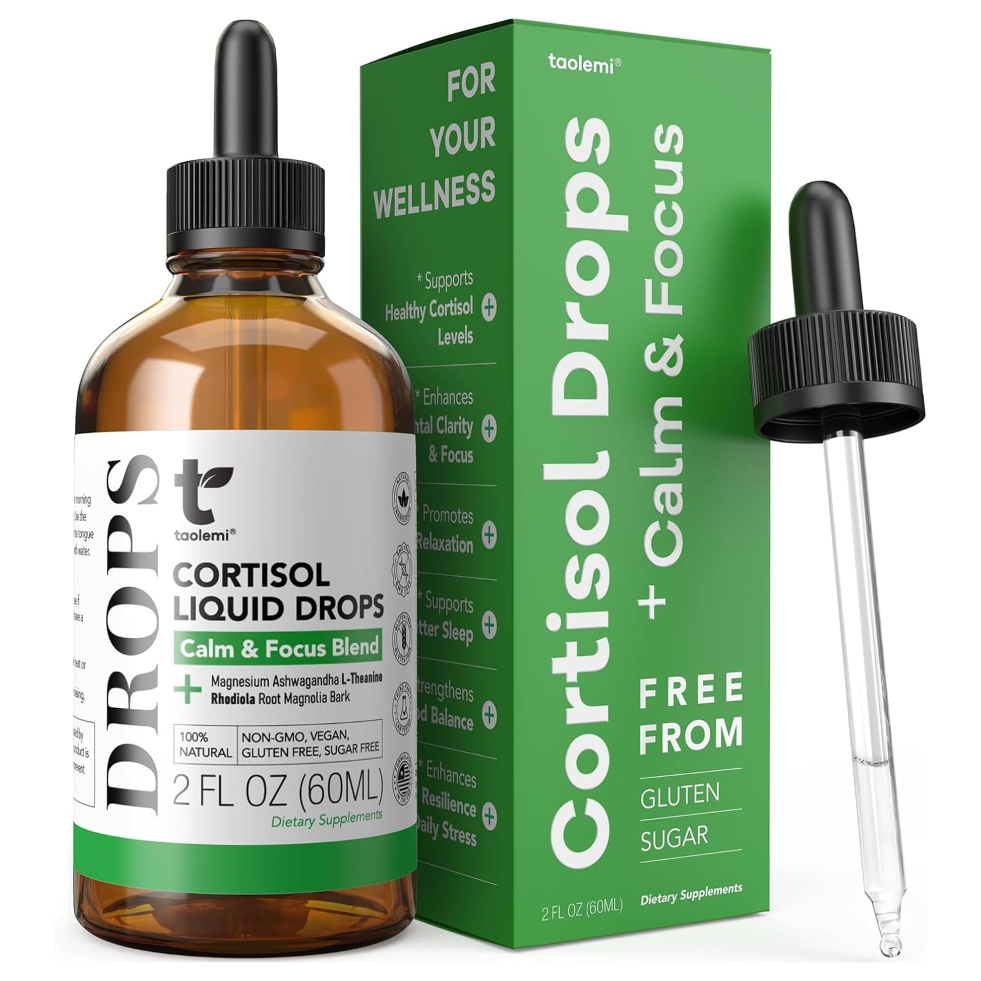 Cortisol Manager Drops with Magnesium & Ashwagandha - Advanced Liquid Blend for Relaxation, Supports Restful Sleep, Fast-Absorbing Liquid, Non-GMO, 2 Fl Oz taolemi buy supplements canada