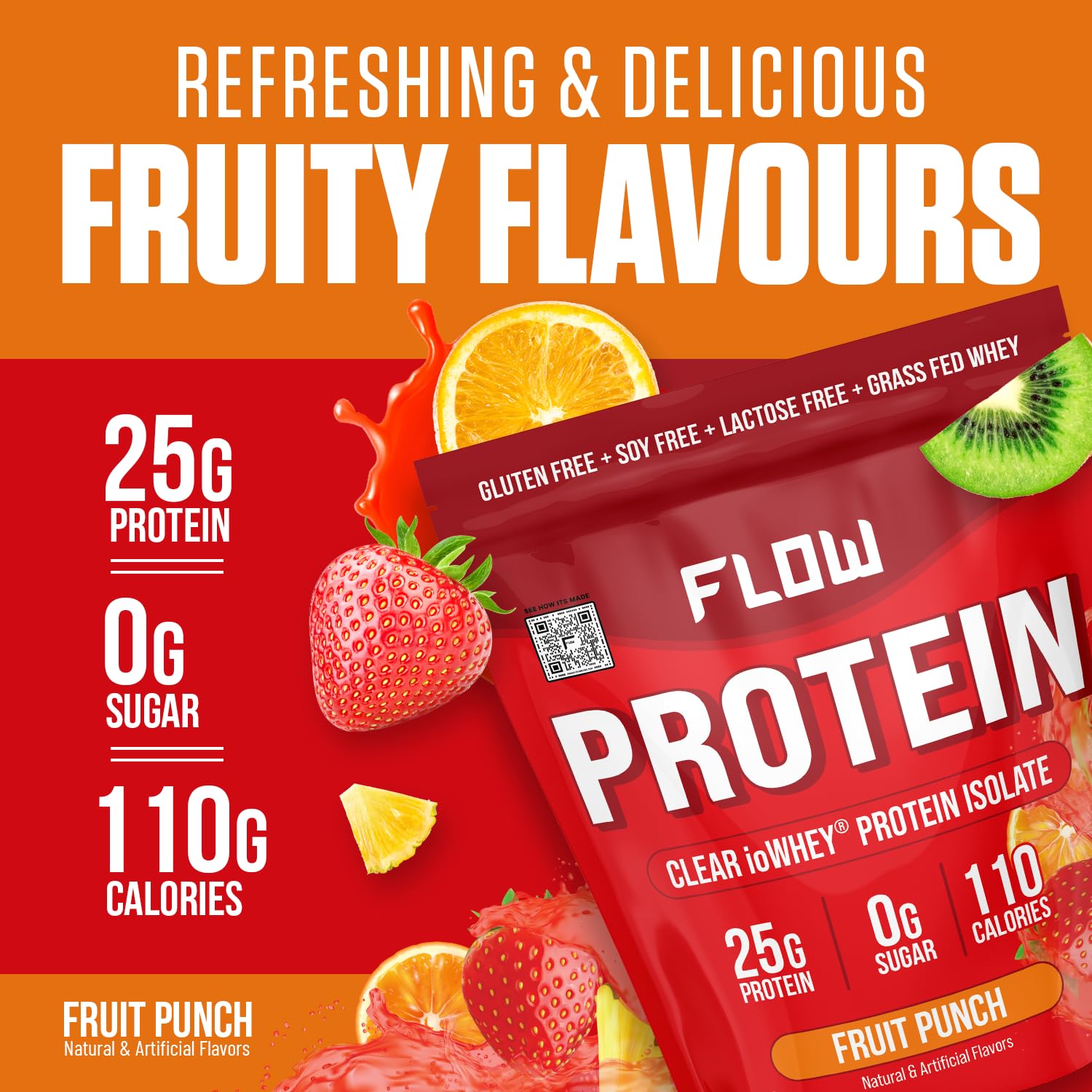 Flow Supps Clear Whey Isolate Protein Powder, Fruit Punch - 15 Servings, 25g Protein Flow Supplements buy supplements canada