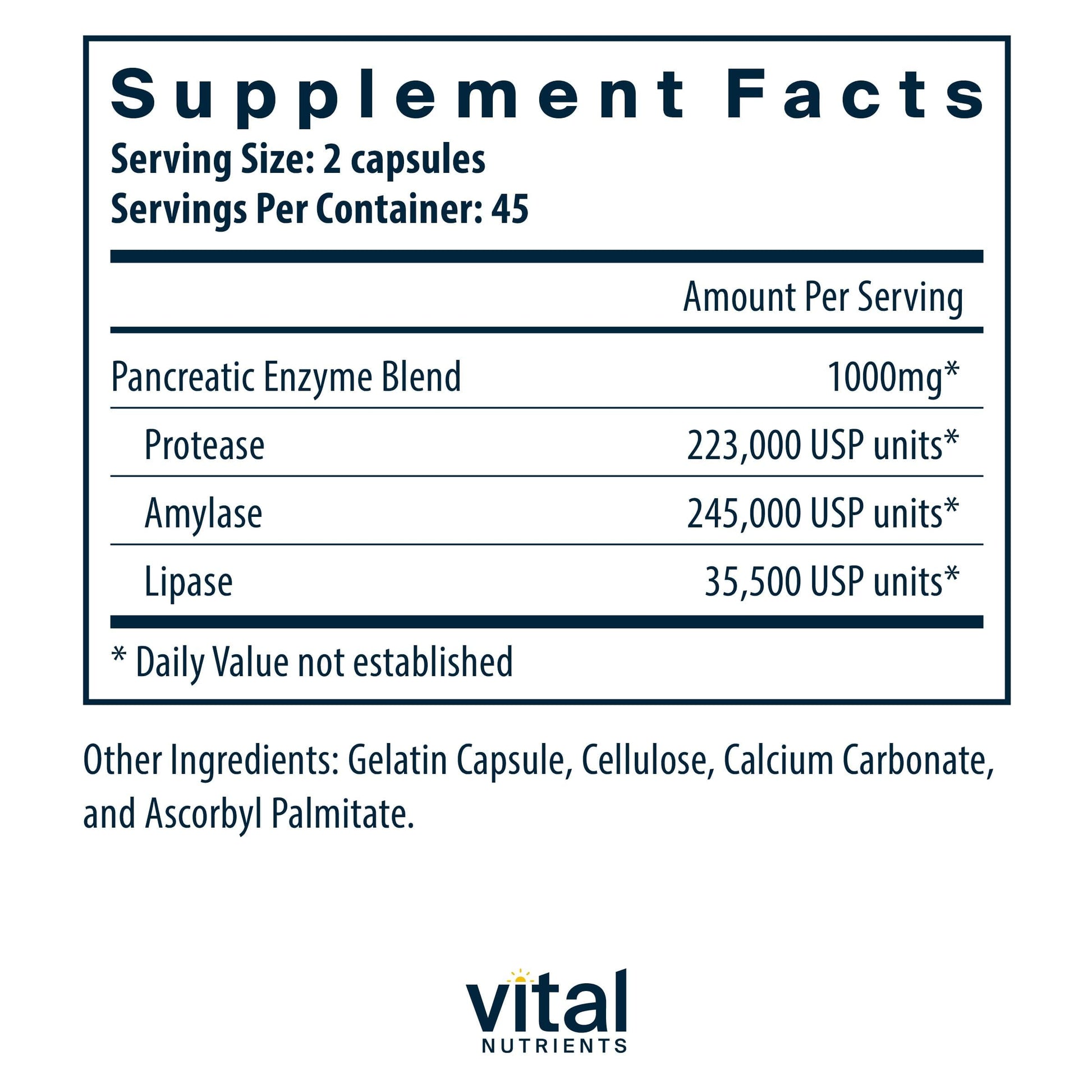 Vital Nutrients Pancreatic Enzymes 1000mg (Full Strength) - Pancreatin Digestion Supplement with Protease, Amylase & Lipase - Digestive Enzymes Vital Nutrients buy supplements canada