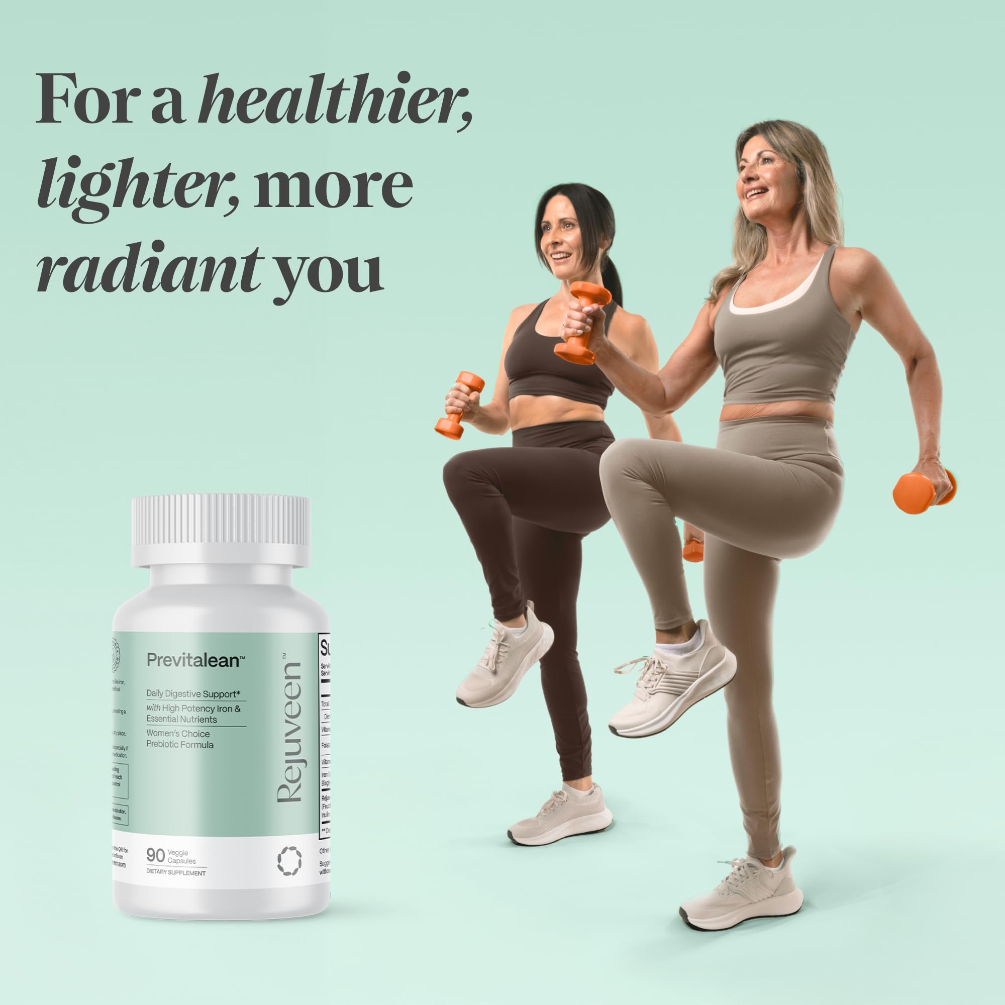 Rejuveen Previtalean | Prebiotic Fiber Supplement for Women | Supports Gut Health & Red Blood Cell Production | Contains Highly Bioavailable Iron, Folate & Vitamin B12 | 90 Ct, 30 Servings Rejuveen buy supplements canada