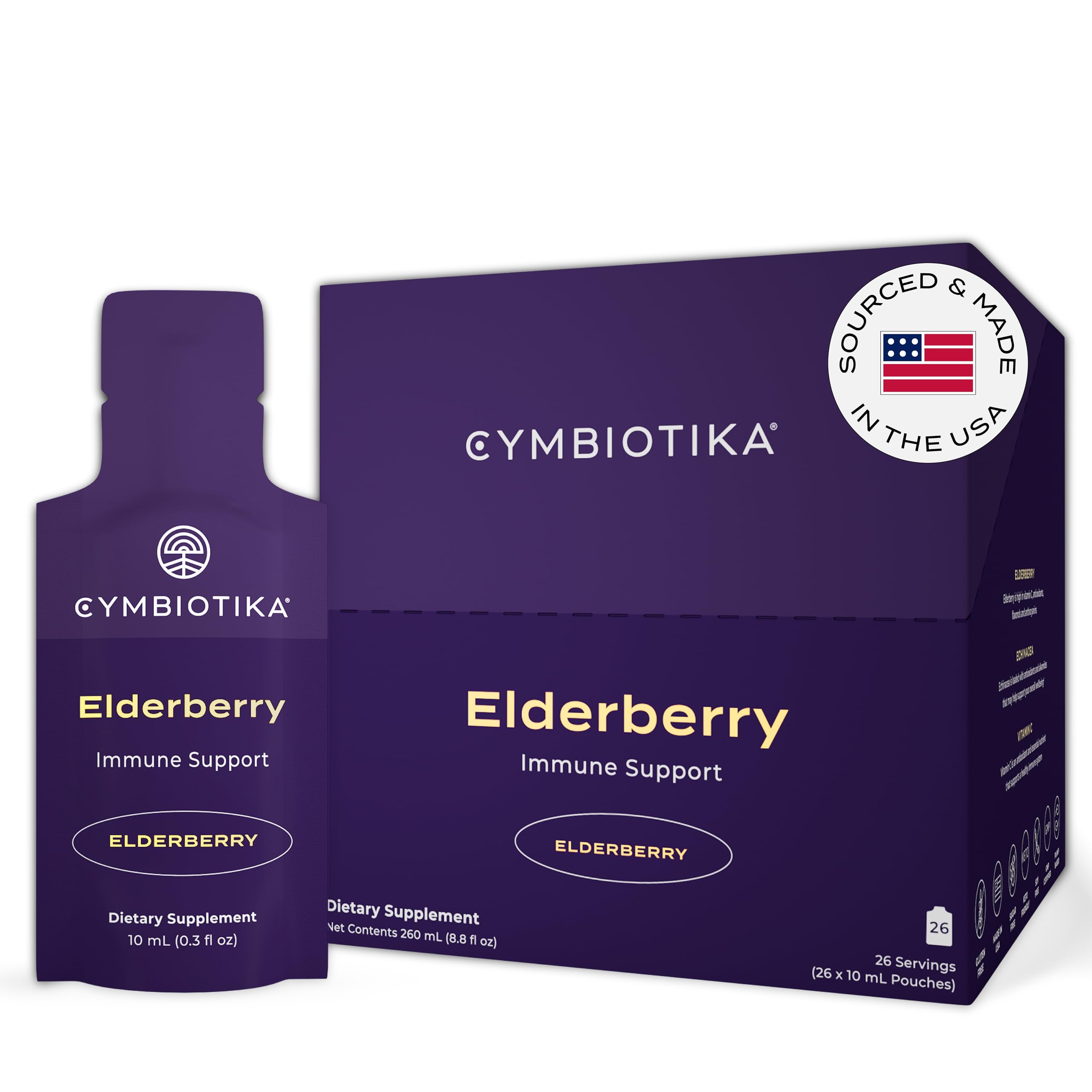 CYMBIOTIKA Adults Elderberry Boost Supplement – Organic Elderberry with Vitamin E for Immune Support – Gluten-Free, Vegan, Keto (Pack of 26) CYMBIOTIKA buy supplements canada