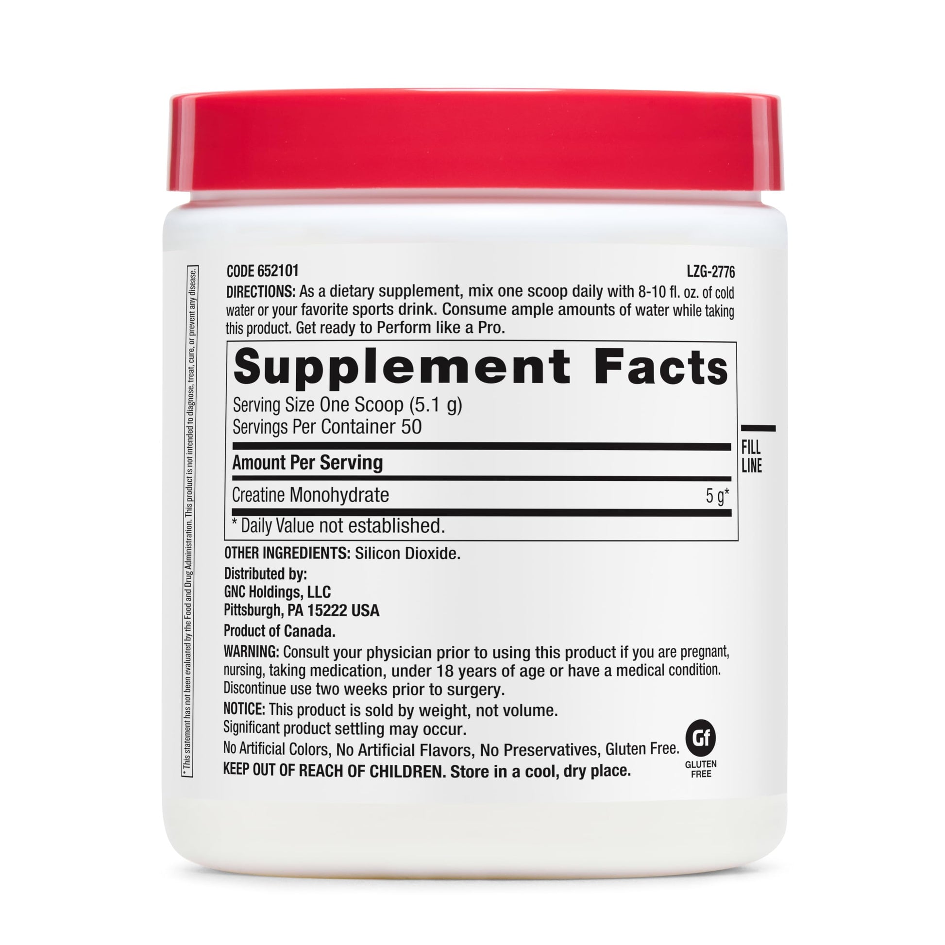 GNC Pro Performance Creatine Monohydrate Powder for Women & Men, 5g Creatine Per Serving, Muscle Building, Energy Production, Endurance, Performance, 50 Servings GNC buy supplements canada