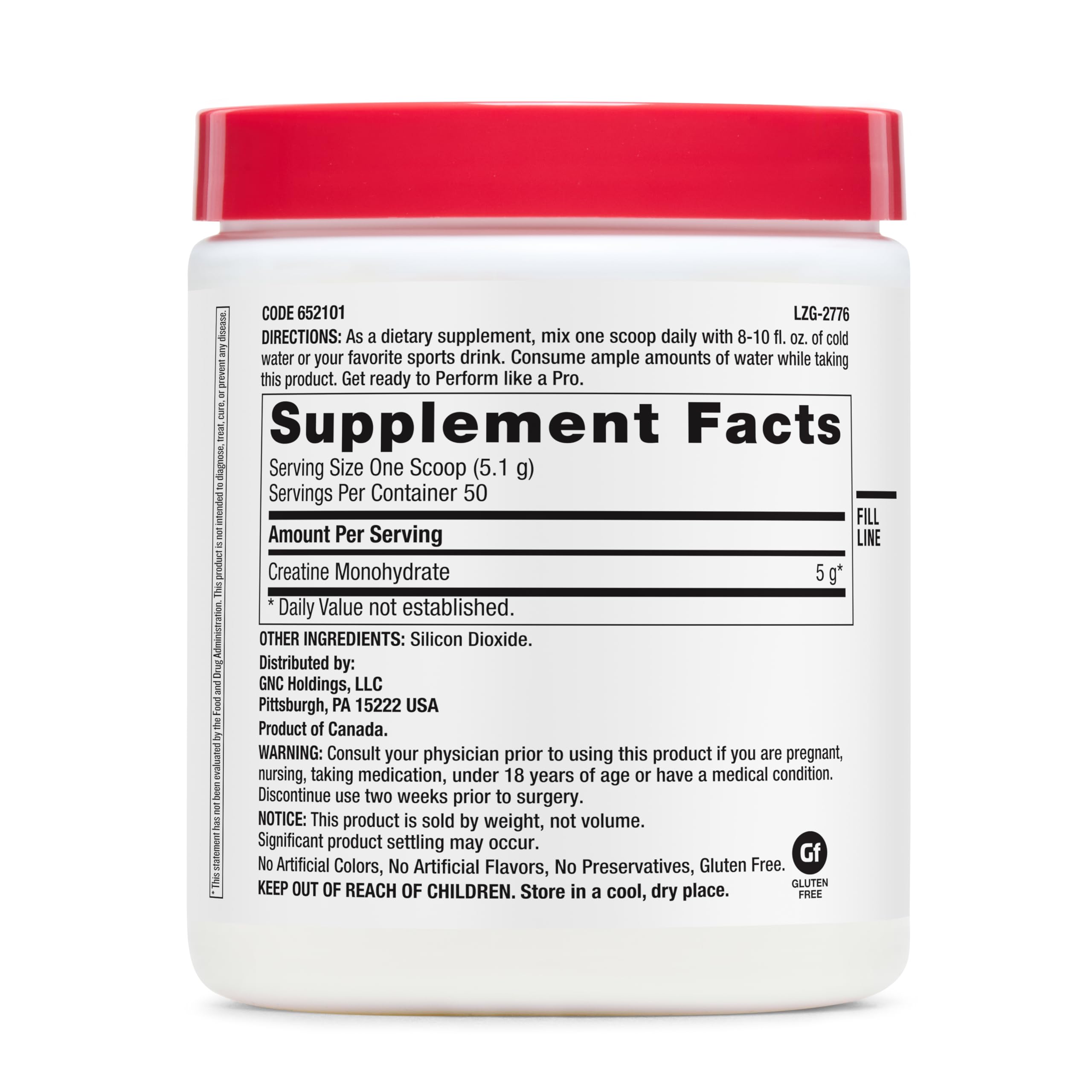 GNC Pro Performance Creatine Monohydrate Powder for Women & Men, 5g Creatine Per Serving, Muscle Building, Energy Production, Endurance, Performance, 50 Servings GNC buy supplements canada
