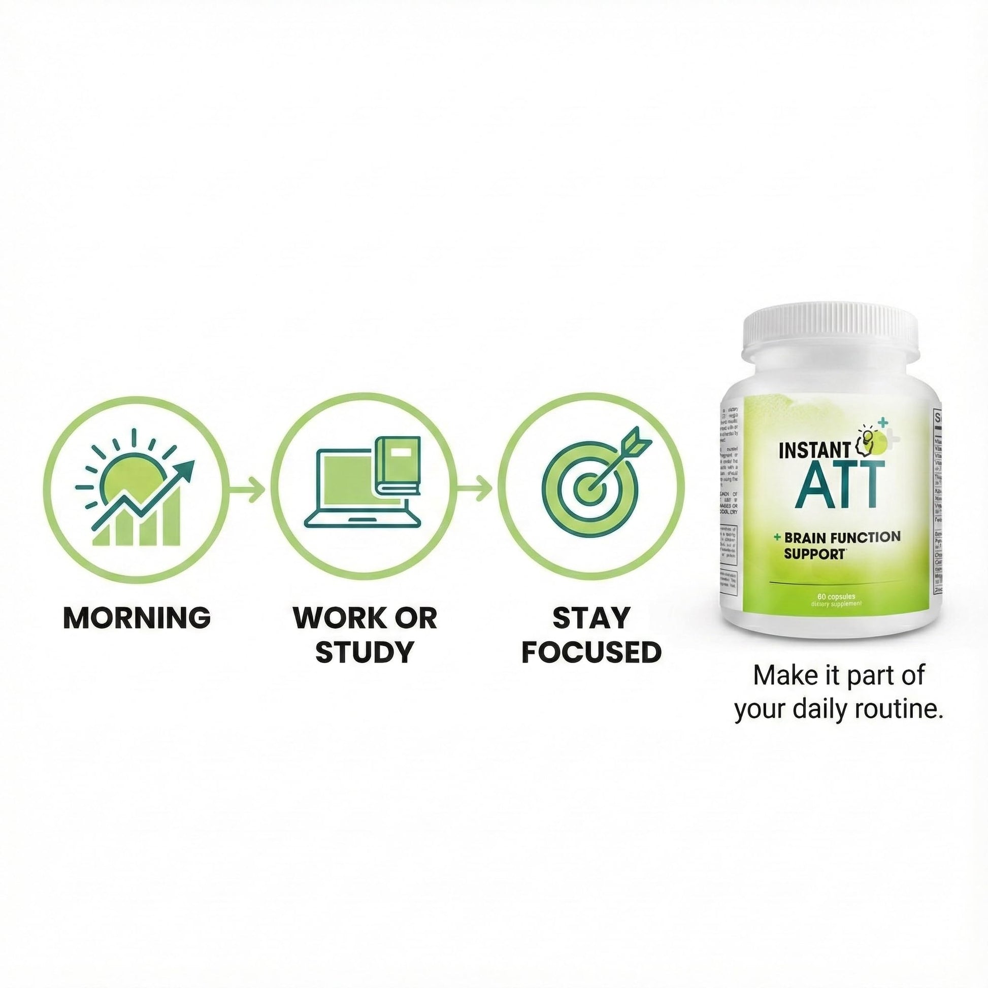 InstantATT - 7-in-1 Caffeine Free Nootropic All-Natural Brain, Focus, Memory Supplement (60 Capsules) Instant Brands buy supplements canada