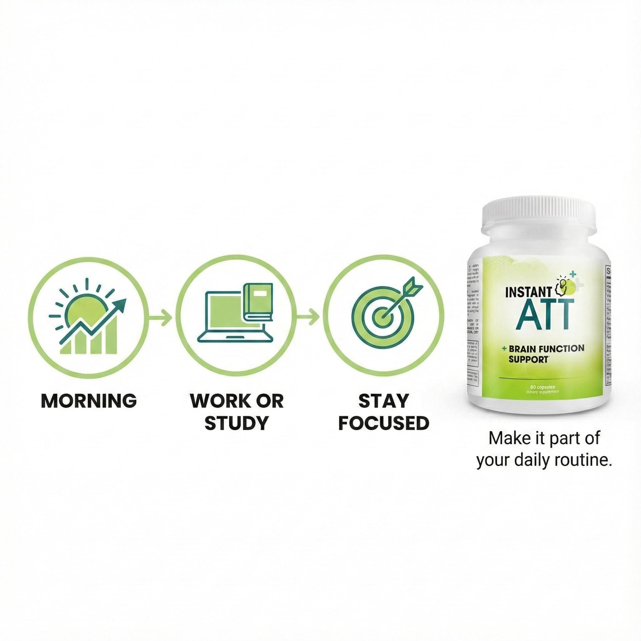 InstantATT - 7-in-1 Caffeine Free Nootropic All-Natural Brain, Focus, Memory Supplement (60 Capsules) Instant Brands buy supplements canada