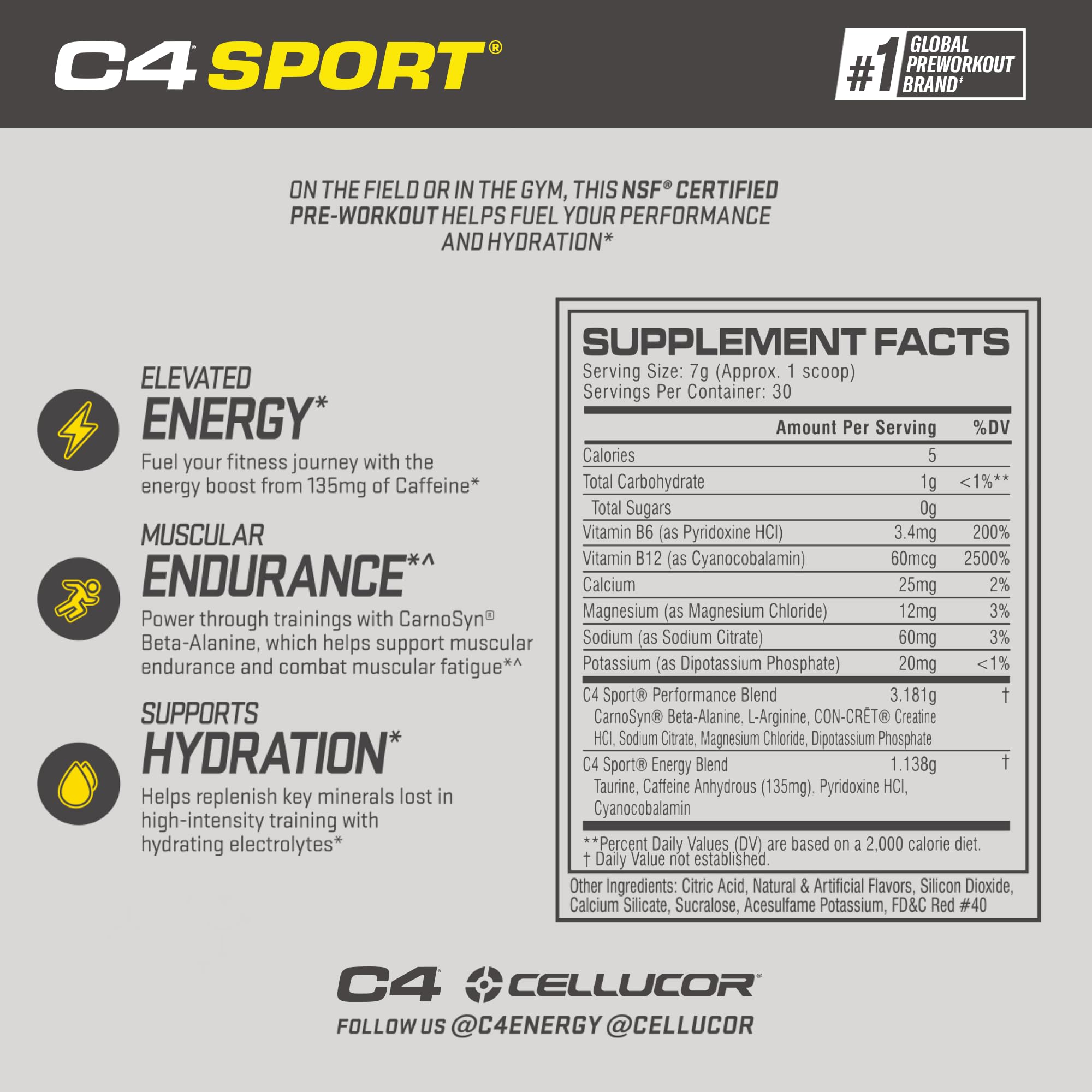 Cellucor C4 Sport Pre Workout Powder Fruit Punch - NSF Certified for Sport | 30 Servings, Packaging may vary. C4 buy supplements canada