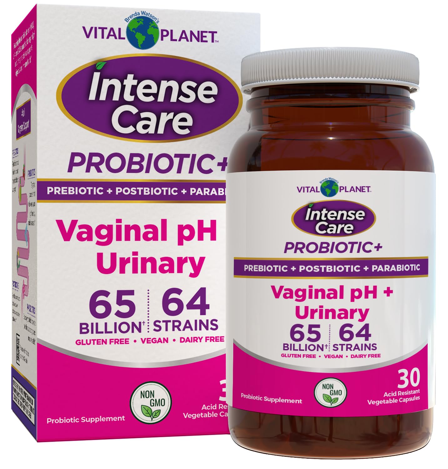 Vital Planet - Intense Care Vaginal pH & Urinary Probiotics, Prebiotics, Postbiotics, Parabiotics, 4-in-1 Refrigerated Supplement for Adults, 65 Billion CFU, 64 Strains, Digestive and Immune, 30 ct Vital Planet buy supplements canada