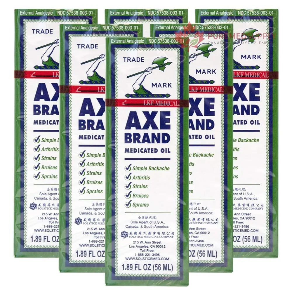 Axe Brand Medicated Oil (Muscle, Joint, and Backache Pain Relief) (1.89 fl oz) (6 Bottles) (Solstice) AXE buy supplements canada