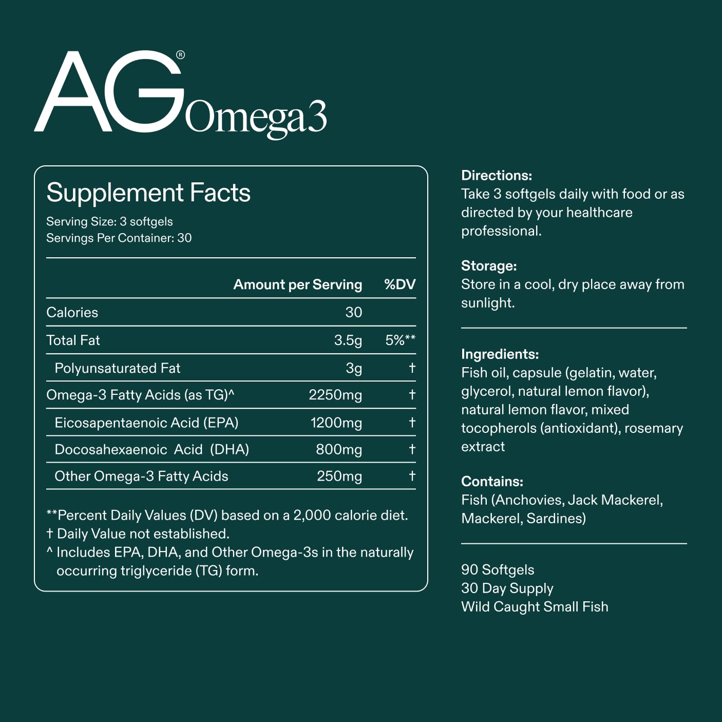 AG1 Omega 3 Fish Oil Softgels – 2000mg EPA & DHA from Wild-Caught Fish, Supports Heart, Brain & Joint Health | 90 Capsules | Athletic Greens Supplement AG1 buy supplements canada