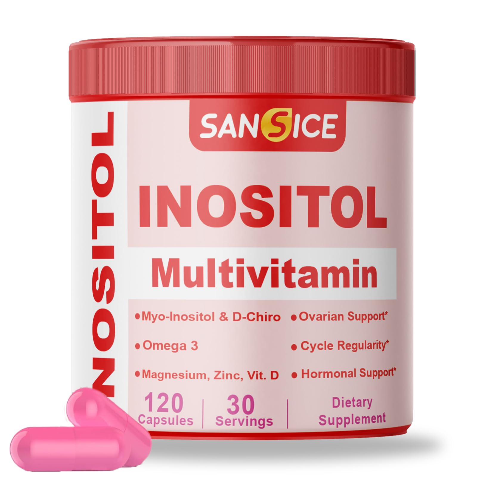 SANSICE Myo & D-Chiro Inositol Multivitamin Capsules, 2000mg Myo-Inositol & 50mg D-Chiro Inositol 40:1 Blend, Vitamin B8 Supplement for Female Hormone (120 Capsules) SANSICE buy supplements canada