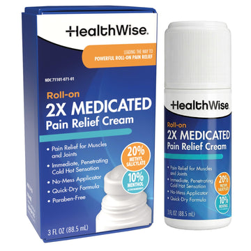 HealthWise 2X Medicated Roll-On | 10% Menthol + 20% Methyl Salicylate | Pain Relief Cream | 3 oz. 88.5 mL | Quick-Dry Formula | Immediate Penetrating Action | Topical Analgesic HealthWise buy supplements canada