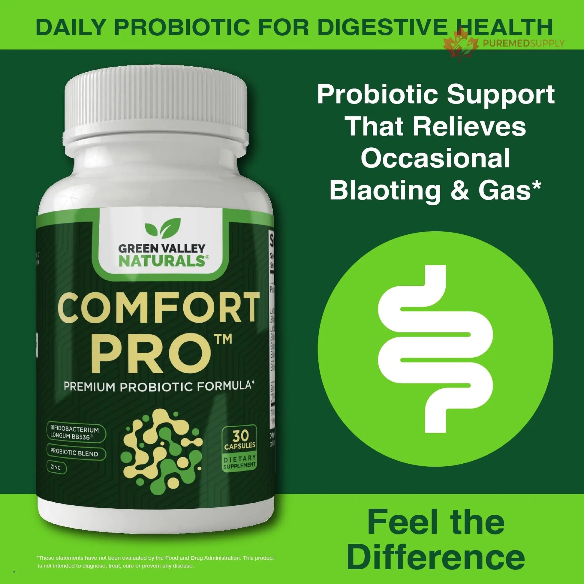 ComfortPro™ Daily Probiotics for Digestive Health | Constipation Relief & Bloating Support for Women & Men | Gut Cleanse with Zinc | Helps Reduce Gas & Promotes Digestive Regularity | Valley Formula GREEN VALLEY NATURALS buy supplements canada