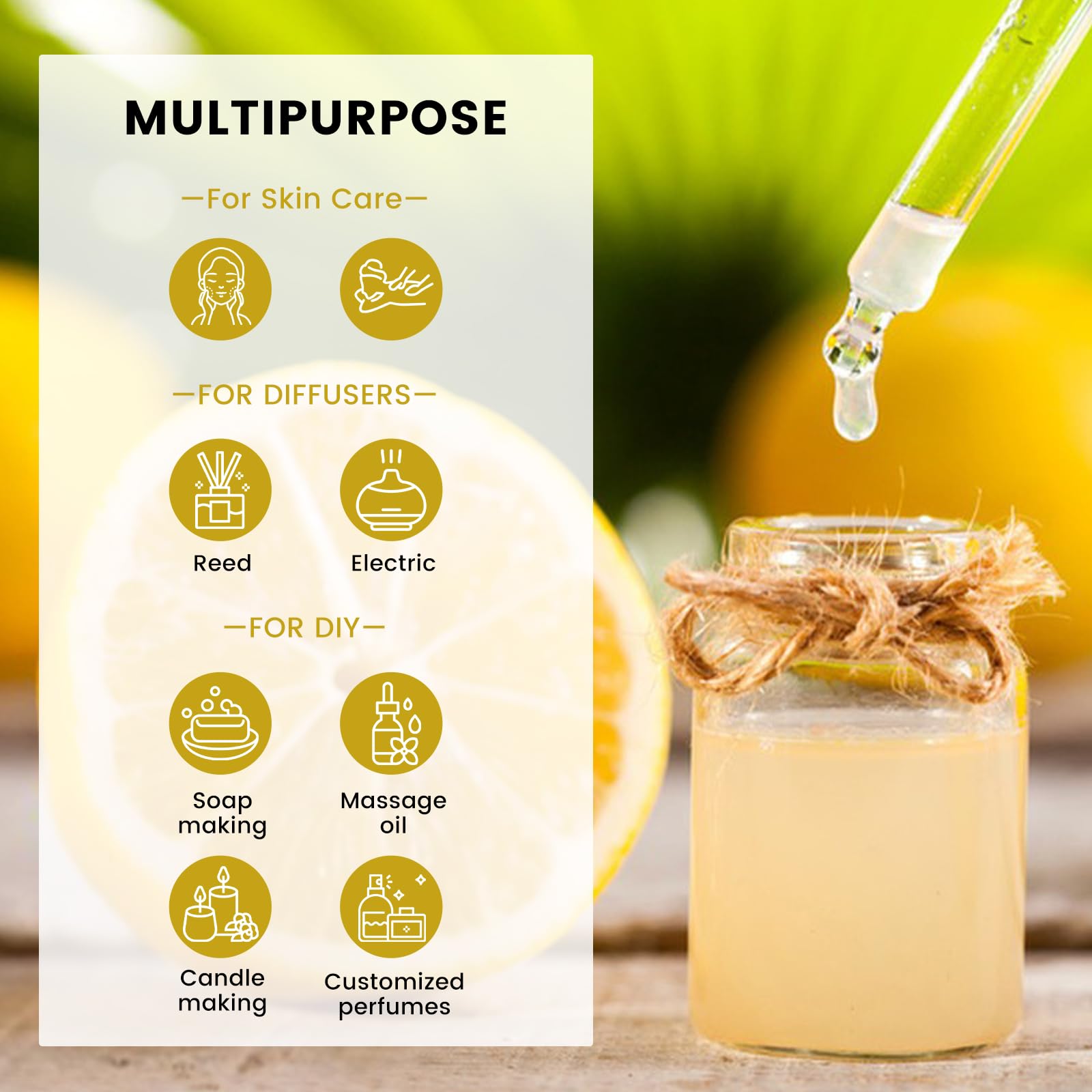 yethious Lemon Essential Oil Lemon Essential Oill for Diffuser, Perfume, Body, Skin, Hair, Candle Soap yethious buy supplements canada