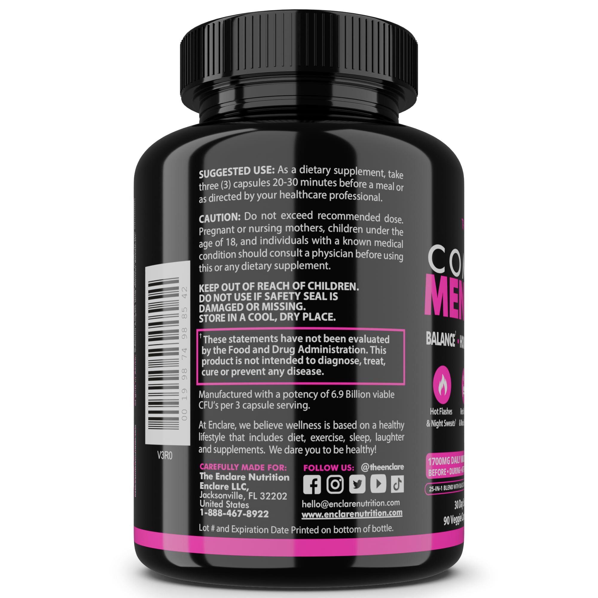Menopause Supplement for Women – Complete MenoFlow 1700mg Daily Multi-Symptom Support, Hot Flash Relief, Hormone Balance, Mood & Energy, with Black Cohosh, Red Clover & Ashwagandha – 90 Veggie Caps THE ENCLARE NUTRITION buy supplements canada