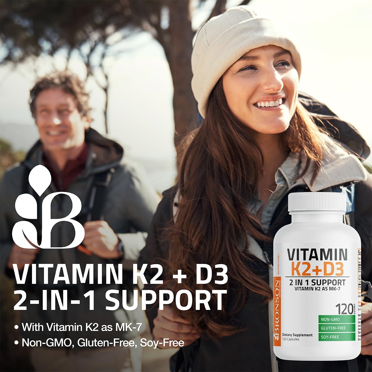 Bronson Vitamin K2 D3 (MK7) Supplement Non-GMO Formula Vitamin D3 5000IU (125 mcg) & 90 mcg K2 MK-7 Bronson buy supplements canada