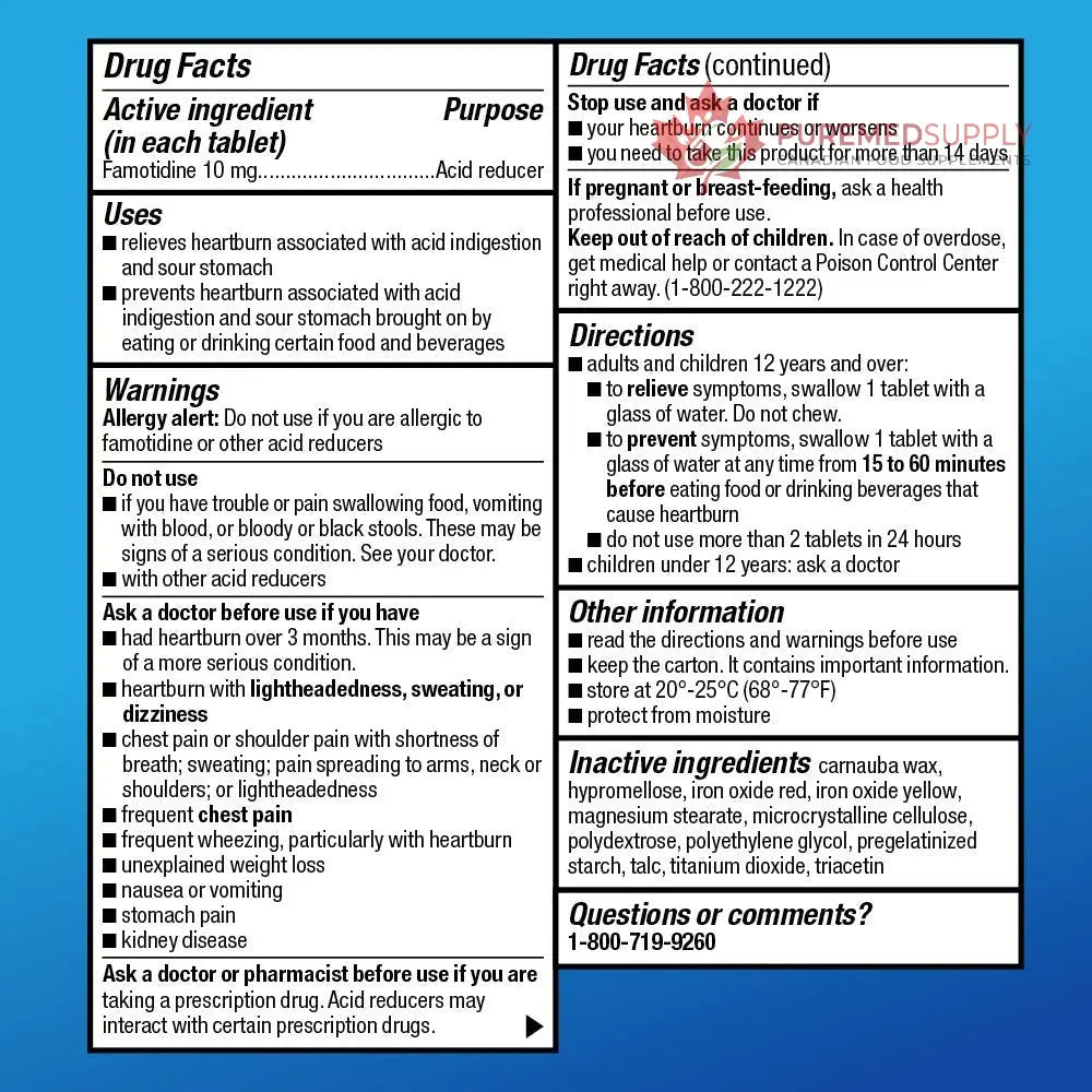 Amazon Basic Care Original Strength Famotidine Tablets, 10 mg, Acid Reducer, Heartburn Medicine, Prevents & Relieves Heartburn, Acid Indigestion Relief, 90 Count Amazon Basic Care buy supplements canada