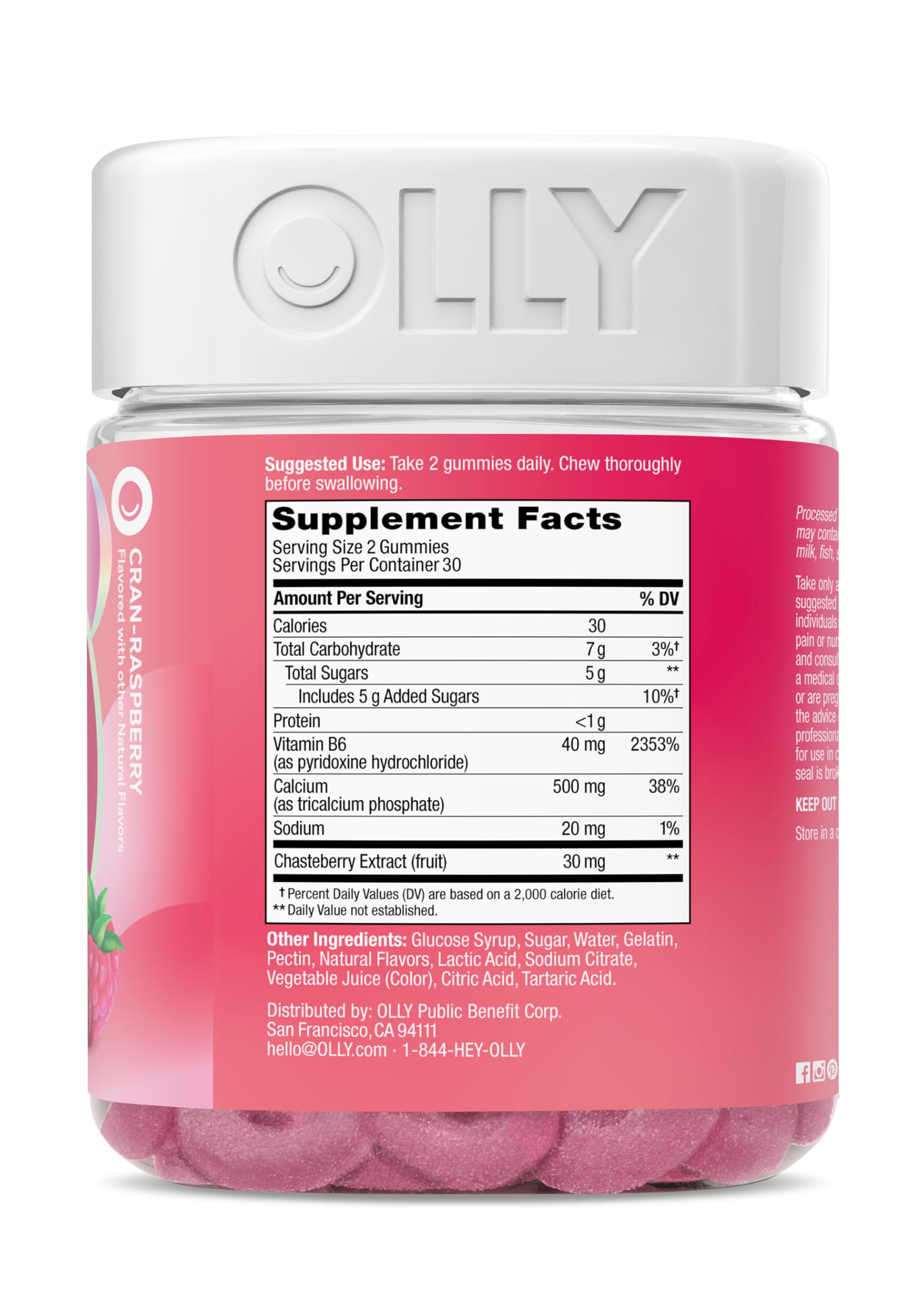 OLLY Period Hero Gummies, PMS Support Supplement,* Chasteberry, Vitamin B6, Calcium, Cran-Raspberry Flavor, 30 Day Supply - 60 Count OLLY buy supplements canada
