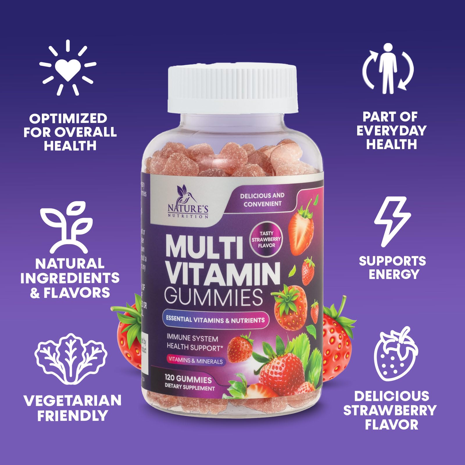 Multivitamin Gummies for Adults - Daily Adult Multivitamins Gummy with Vitamins A, C, D, B12 for Women & Men Nature's Nutrition buy supplements canada
