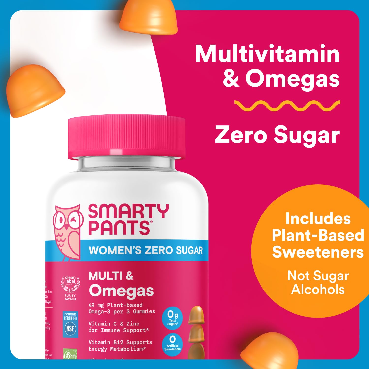 SmartyPants Zero Sugar Women’s Multivitamin Gummies: Biotin, Methylfolate, Omega 3 (ALA), Vitamin D3, C, Vitamin B12, B6, A, K, Zinc, Inositol SmartyPants buy supplements canada