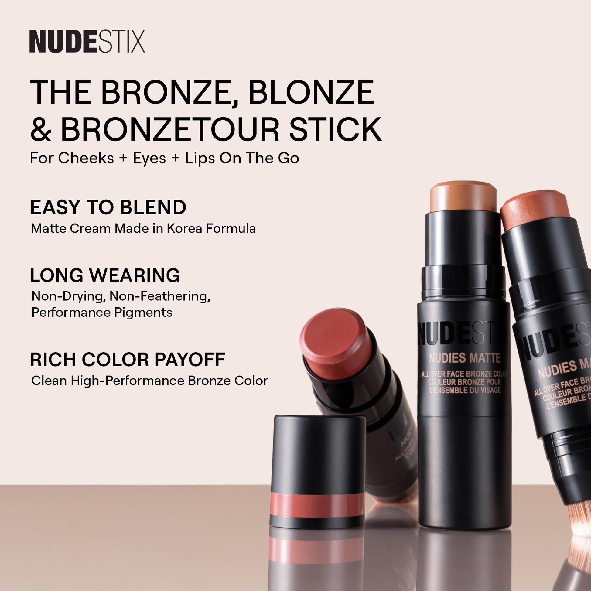 Nudestix Nudies Bronze All Over Matte Bronzing Stick – 3-in-1 Cream Bronzer for Cheeks, Eyes & Lips with Built-In Brush | Natural Contour & Sun-Kissed Glow | Bondi Bae Nudestix buy supplements canada